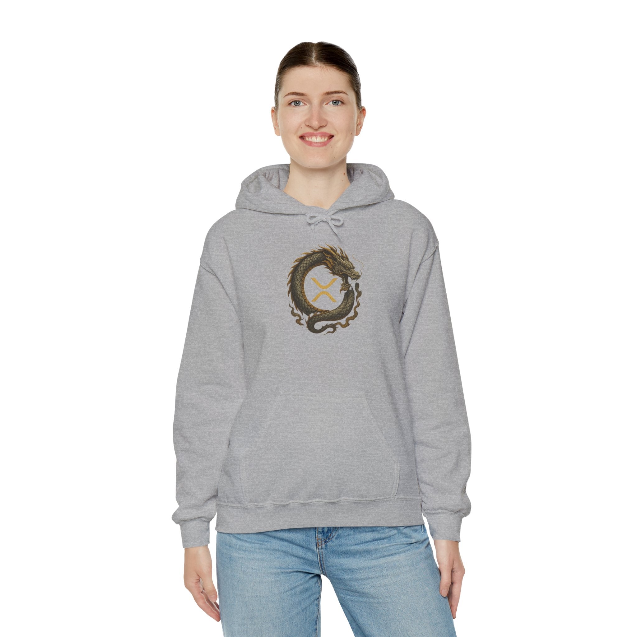 Dragon Ouroboros Hoodie with Ripple Rune — Mythic Symbol Pullover