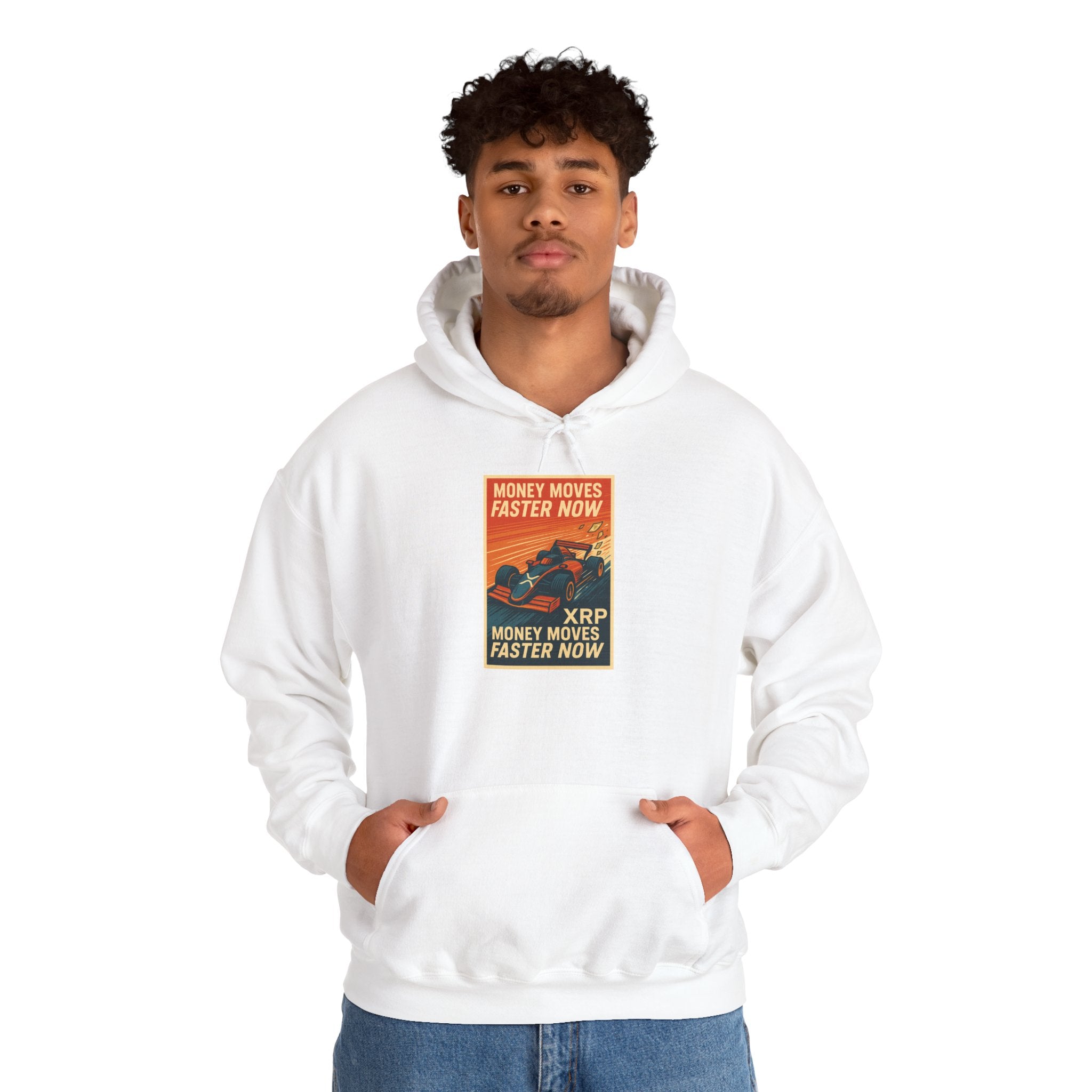 XRP 'Money Moves Faster Now' Hoodie – Crypto Retro Graphic Pullover