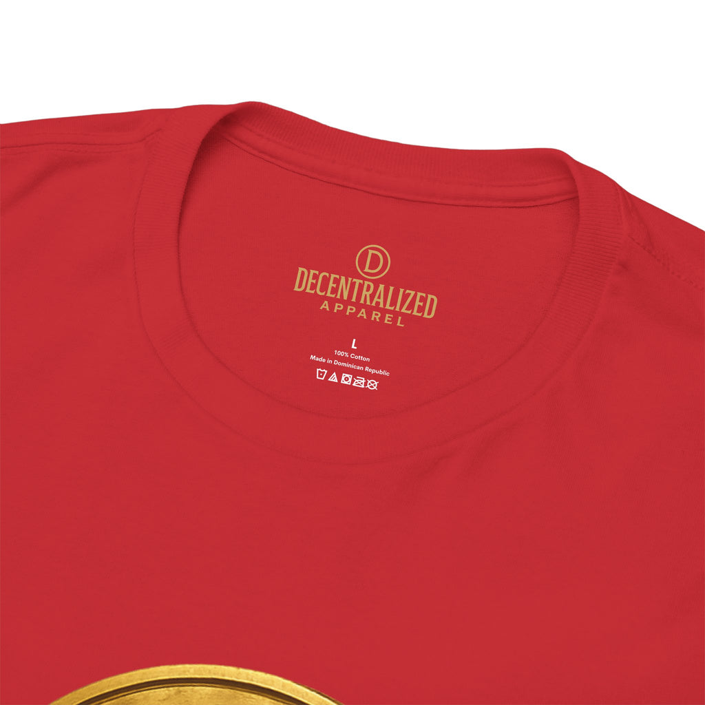 XRP Ledger Trophy T‑Shirt – Gold Ripple Coin on Pedestal Crypto Tee