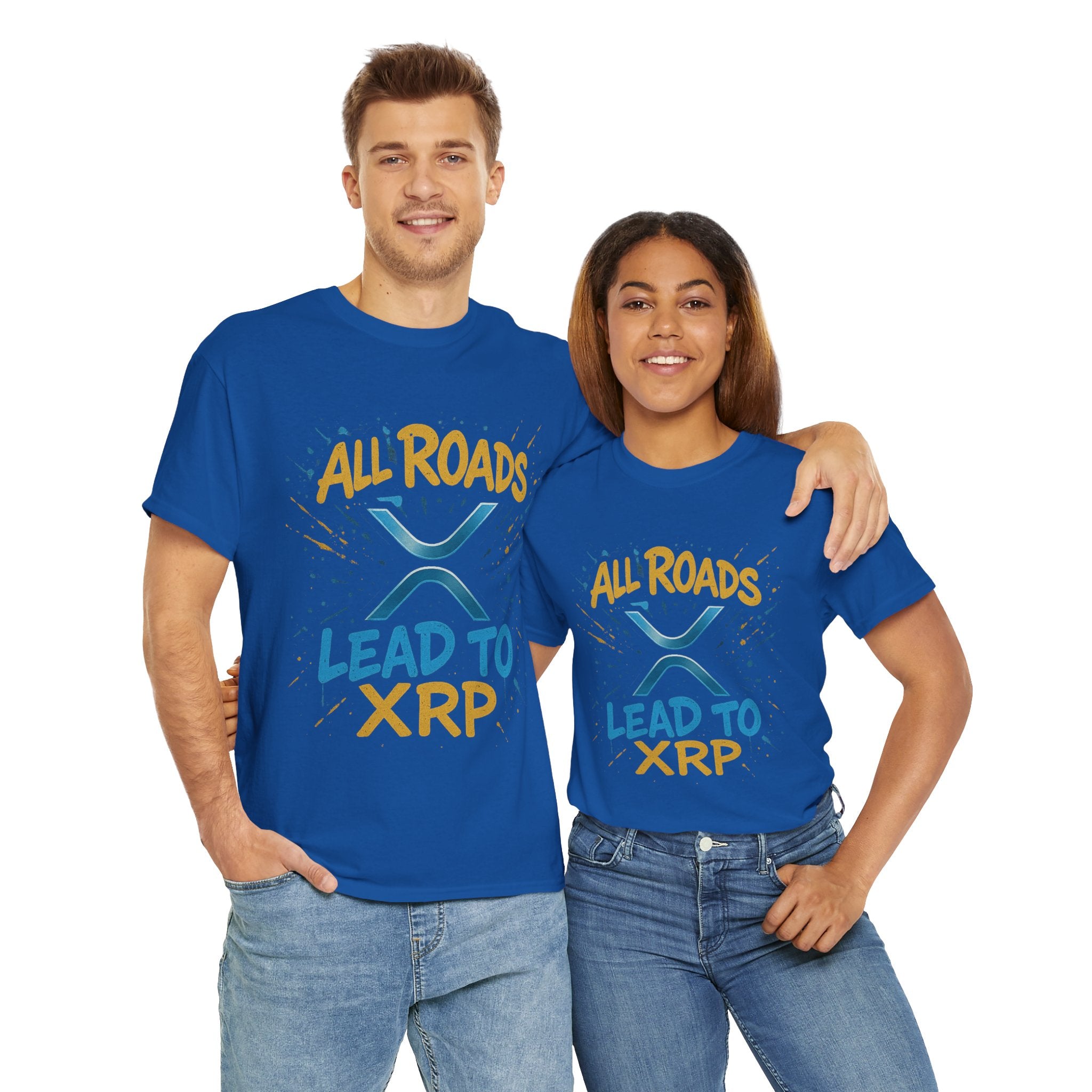 XRP Crypto Tee — "All Roads Lead to XRP" Casual Cryptocurrency Shirt