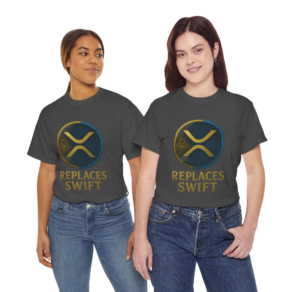 XRP 'Replaces Swift' Cotton Tee — Crypto Ripple Logo T-Shirt