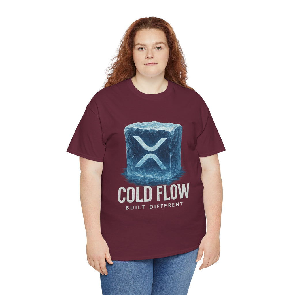 Cold Flow Ripple Logo T‑Shirt — 'Cold Flow: Built Different' Ice Cube Design