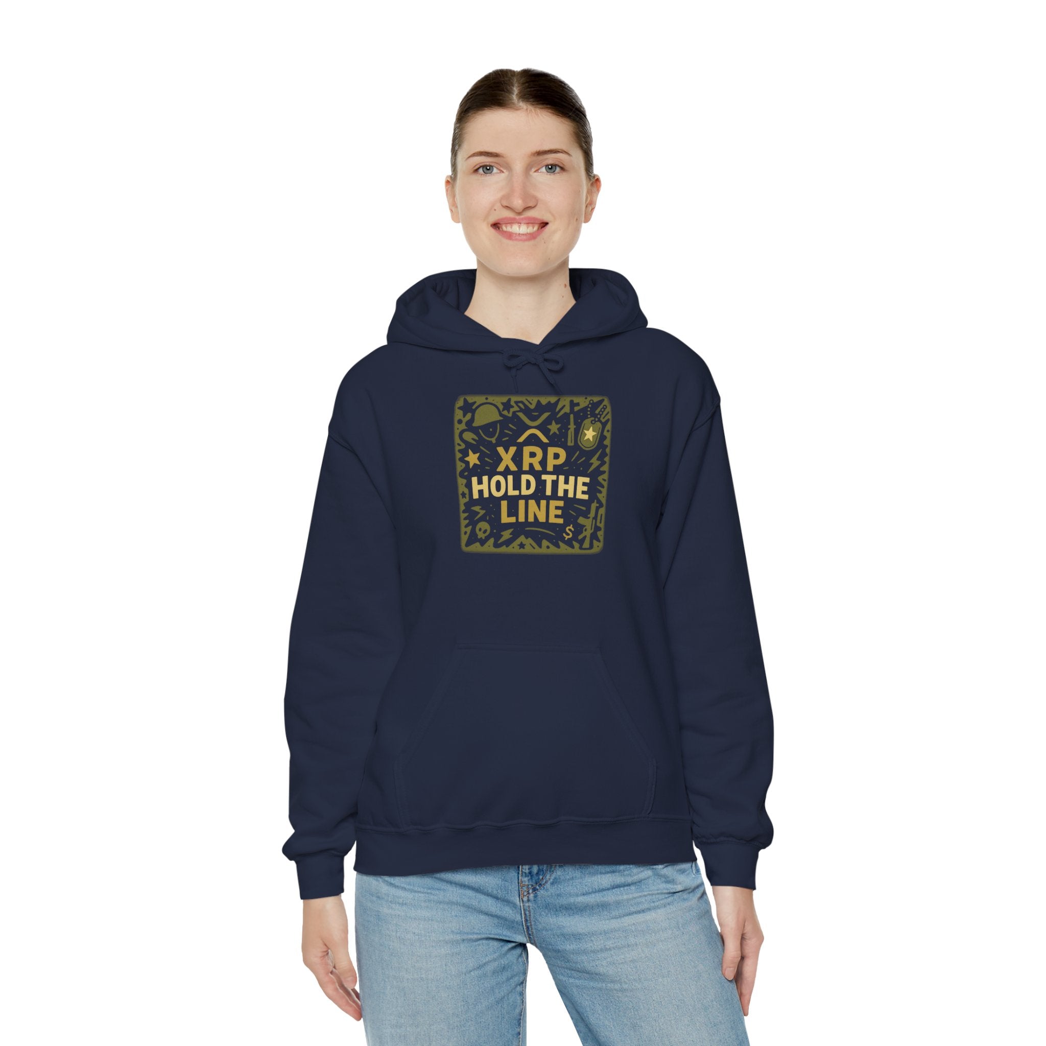 XRP Hold The Line Hoodie — Crypto Supporter Graphic Hooded Sweatshirt