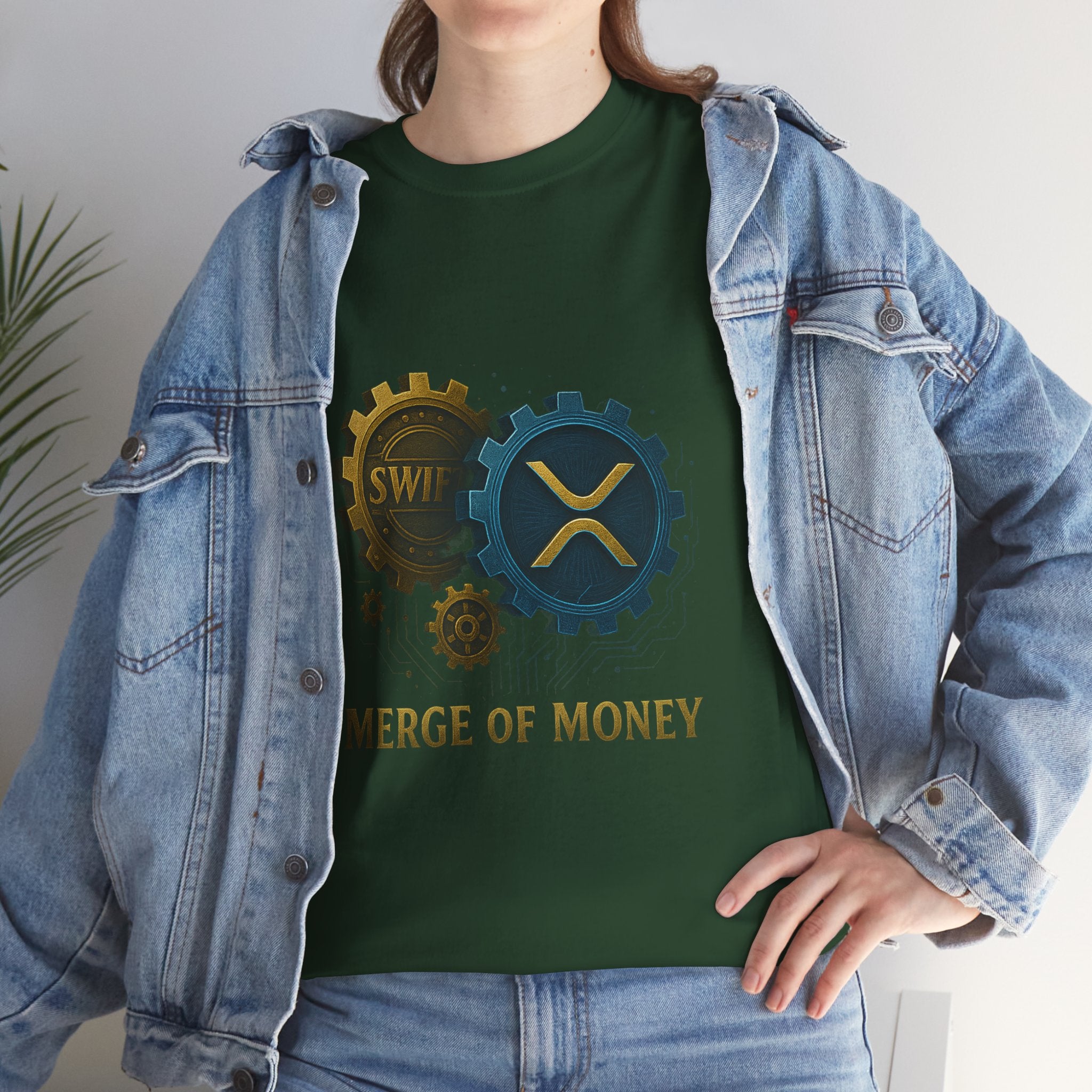 Merge of Money Tee - Cryptocurrency Gears XRP & SWI Crypto T-Shirt