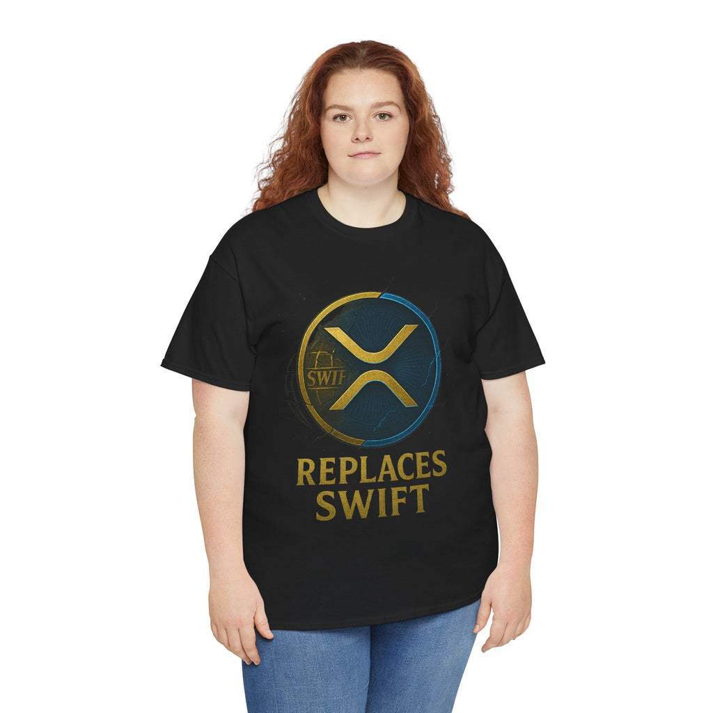 XRP 'Replaces Swift' Cotton Tee — Crypto Ripple Logo T-Shirt