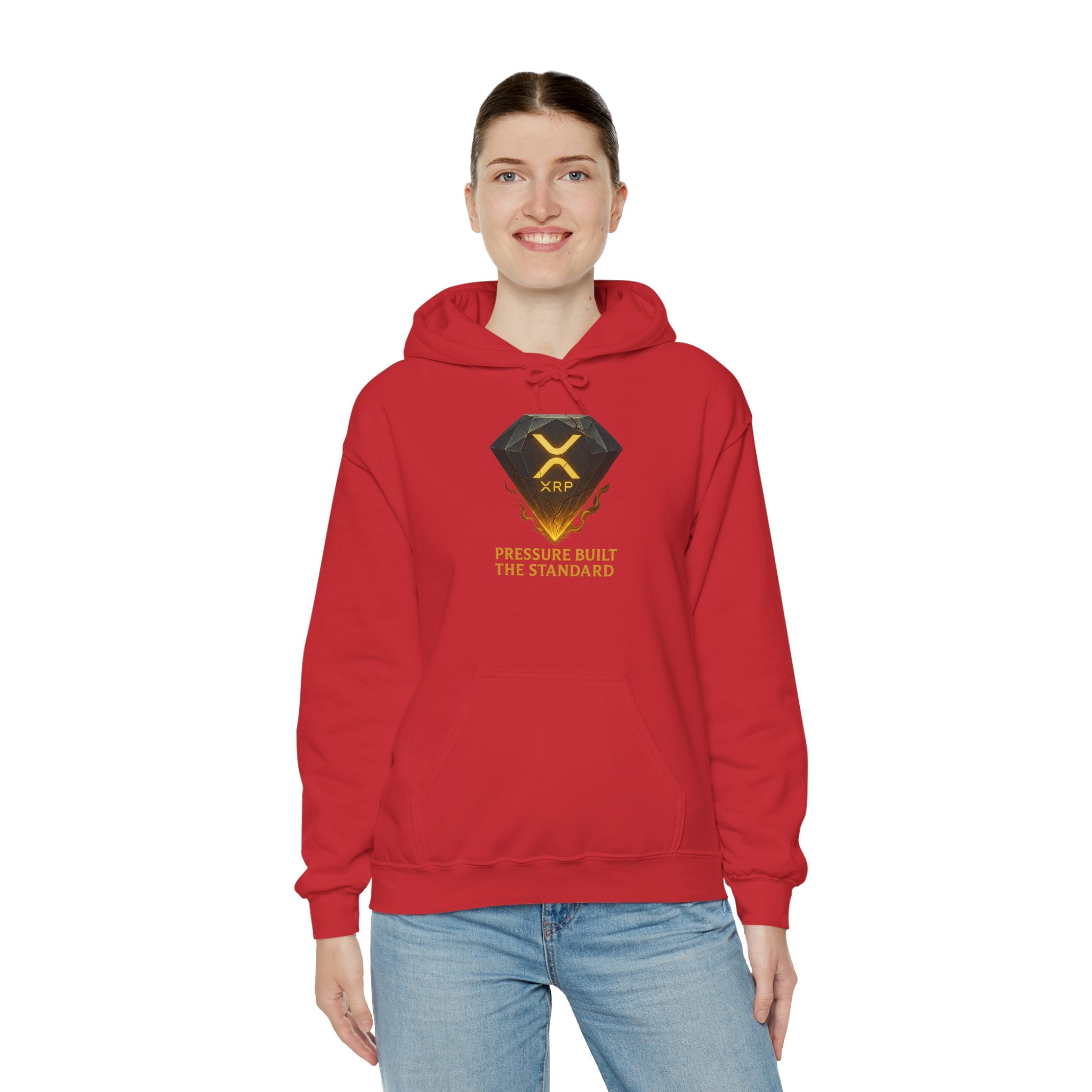 XRP Crypto Hoodie — "Pressure Built The Standard" Logo Pullover