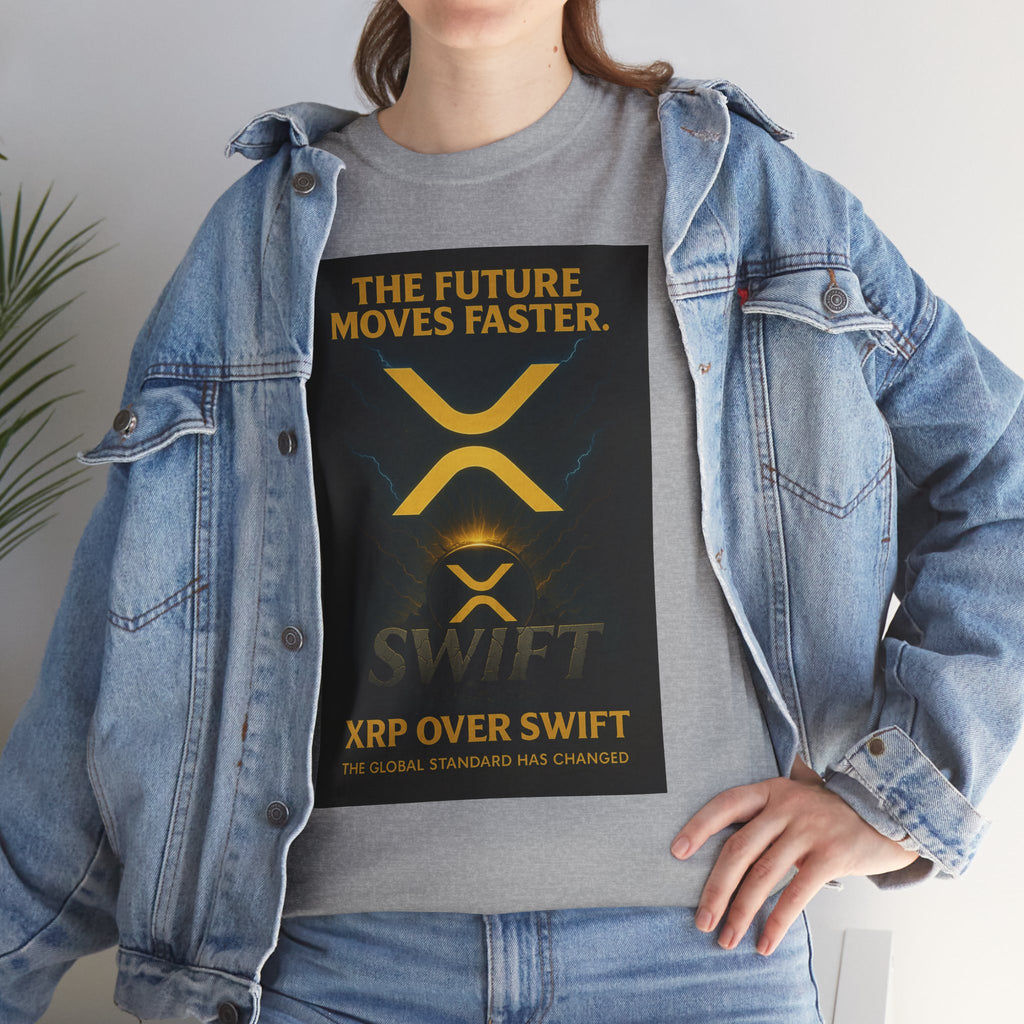 XRP Swift Crypto T-Shirt — “The Future Moves Faster” XRP Over Swift Tee
