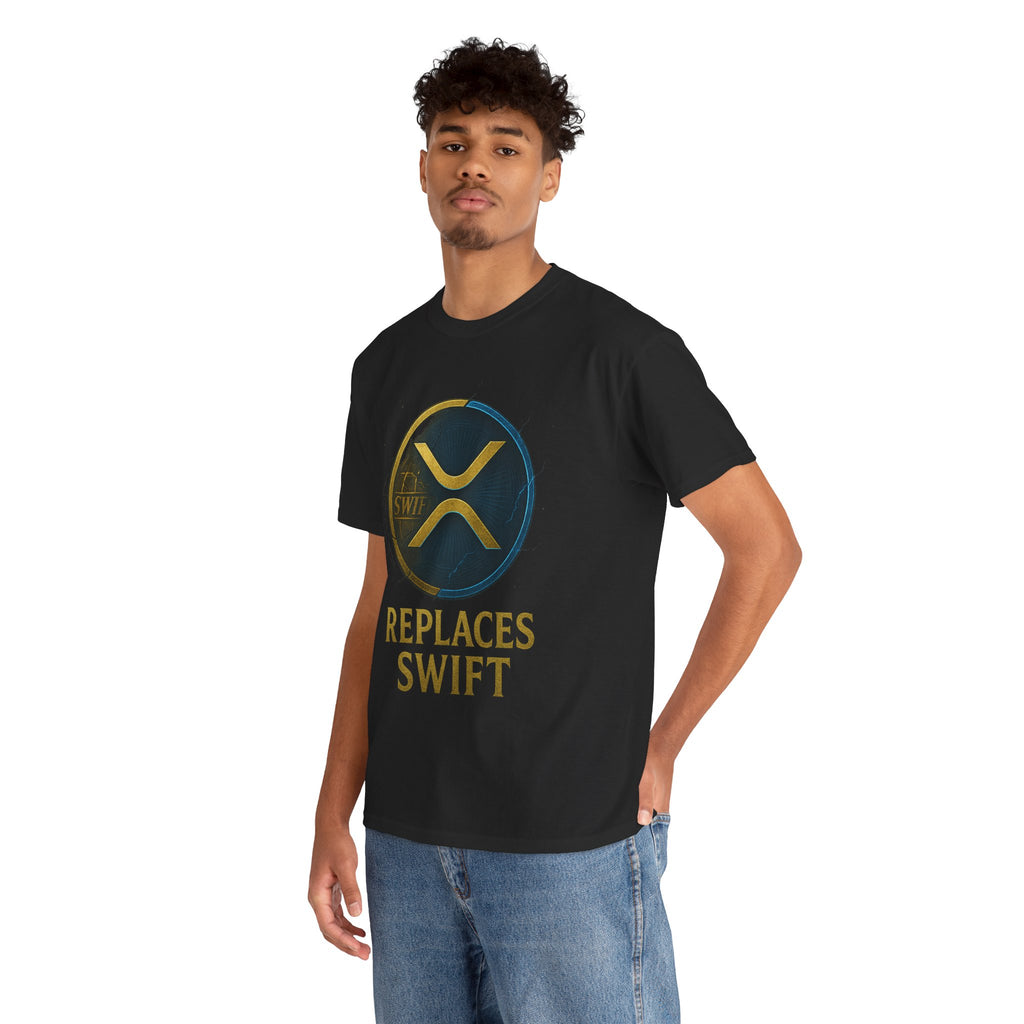 XRP 'Replaces Swift' Cotton Tee — Crypto Ripple Logo T-Shirt