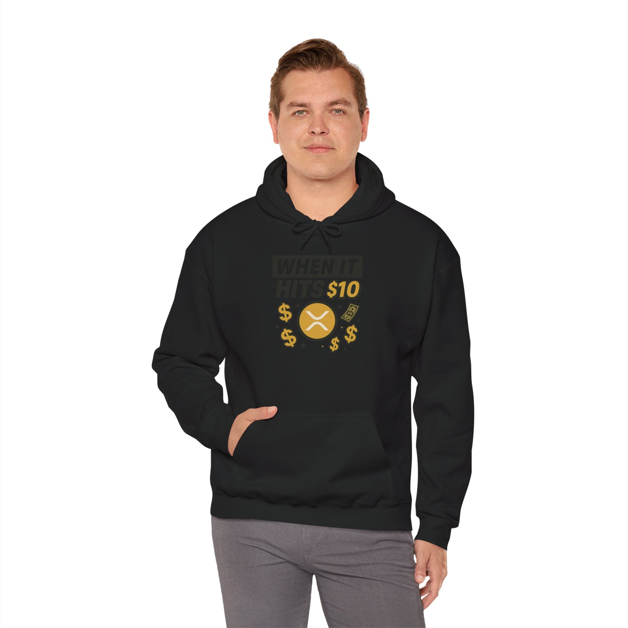 Crypto HODL Hoodie – "When It Hits 10" Funny XRP Coin Sweatshirt