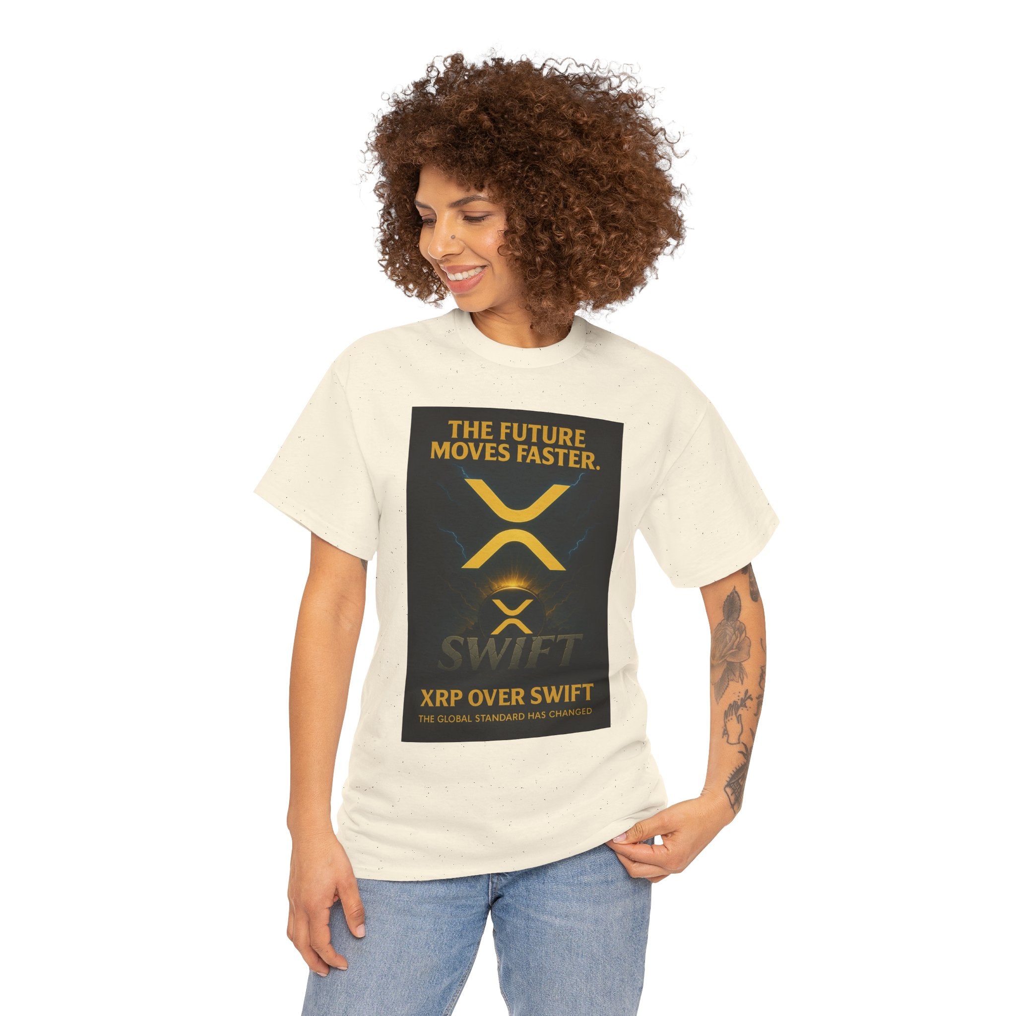 XRP Swift Crypto T-Shirt — “The Future Moves Faster” XRP Over Swift Tee