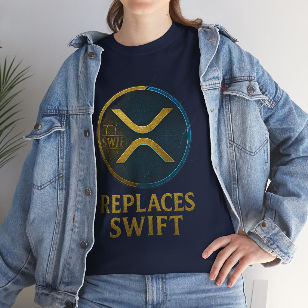 XRP 'Replaces Swift' Cotton Tee — Crypto Ripple Logo T-Shirt