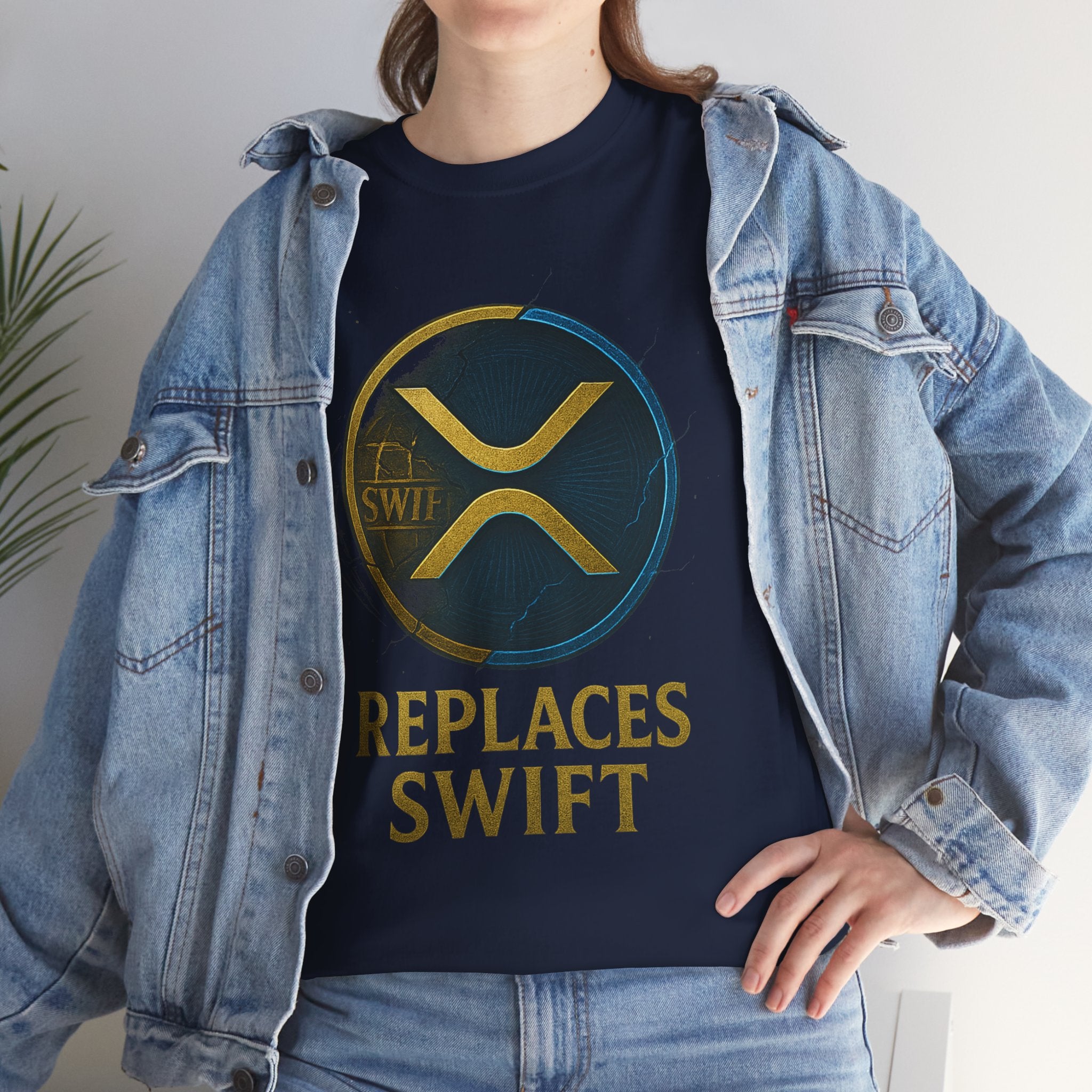 XRP 'Replaces Swift' Cotton Tee — Crypto Ripple Logo T-Shirt