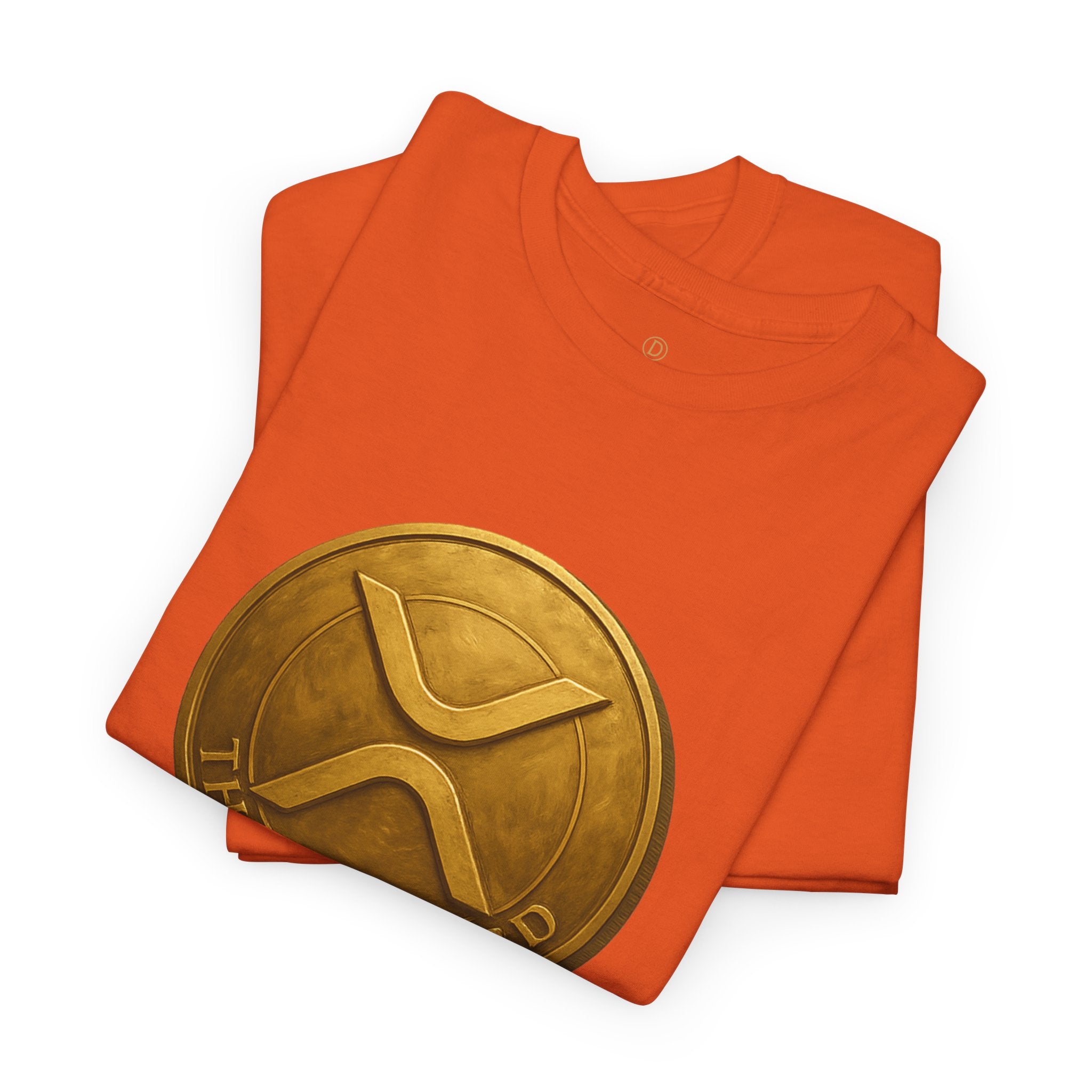 XRP Ledger Trophy T‑Shirt – Gold Ripple Coin on Pedestal Crypto Tee