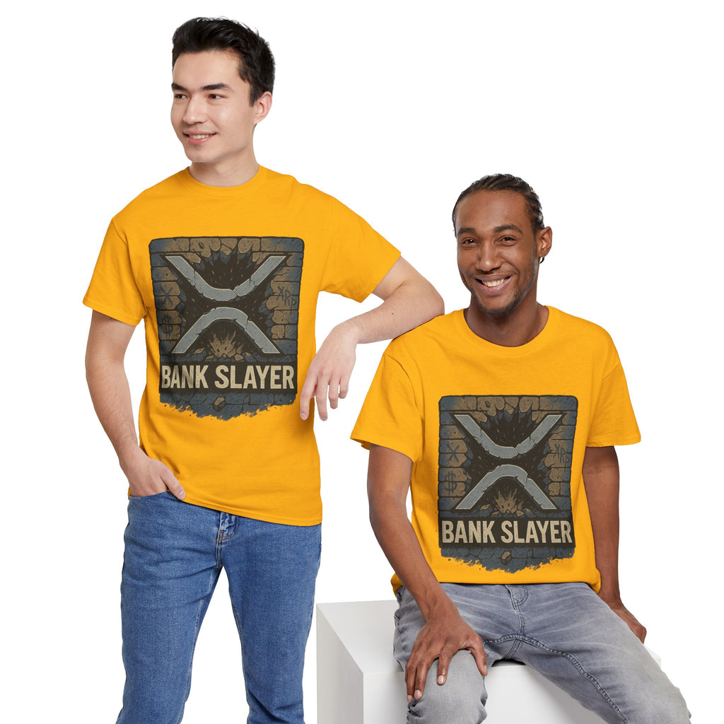 Bank Slayer T‑Shirt — Retro Grunge Crypto XRP Design