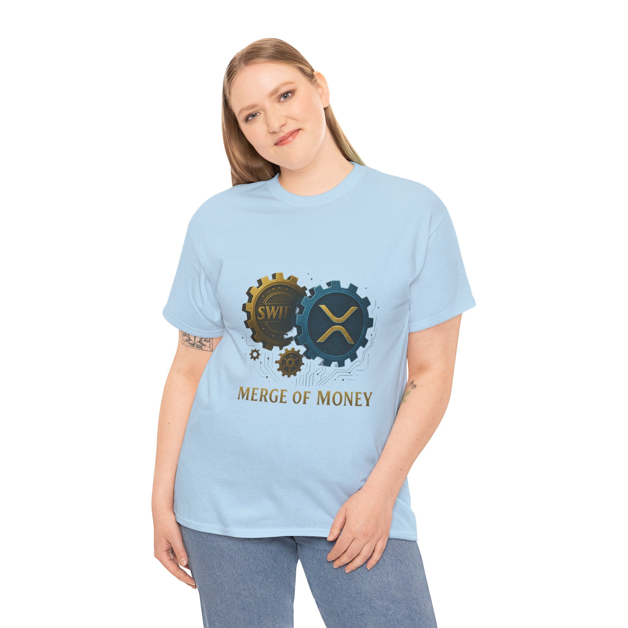 Merge of Money Tee - Cryptocurrency Gears XRP & SWI Crypto T-Shirt