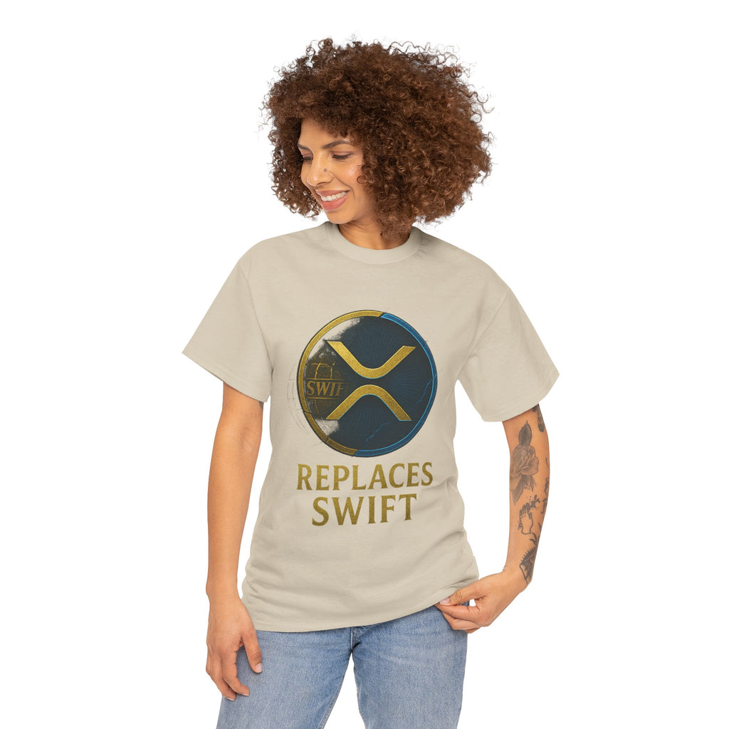 XRP 'Replaces Swift' Cotton Tee — Crypto Ripple Logo T-Shirt