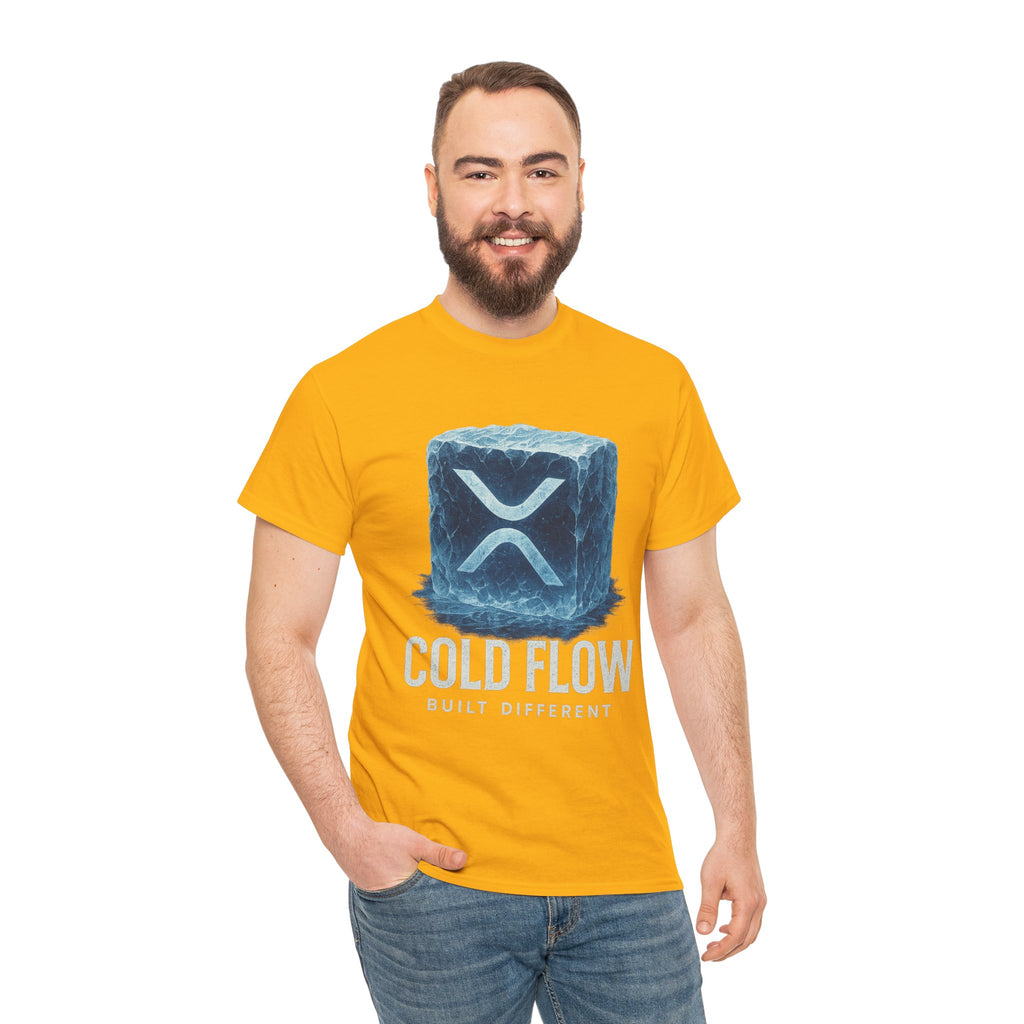 Cold Flow Ripple Logo T‑Shirt — 'Cold Flow: Built Different' Ice Cube Design