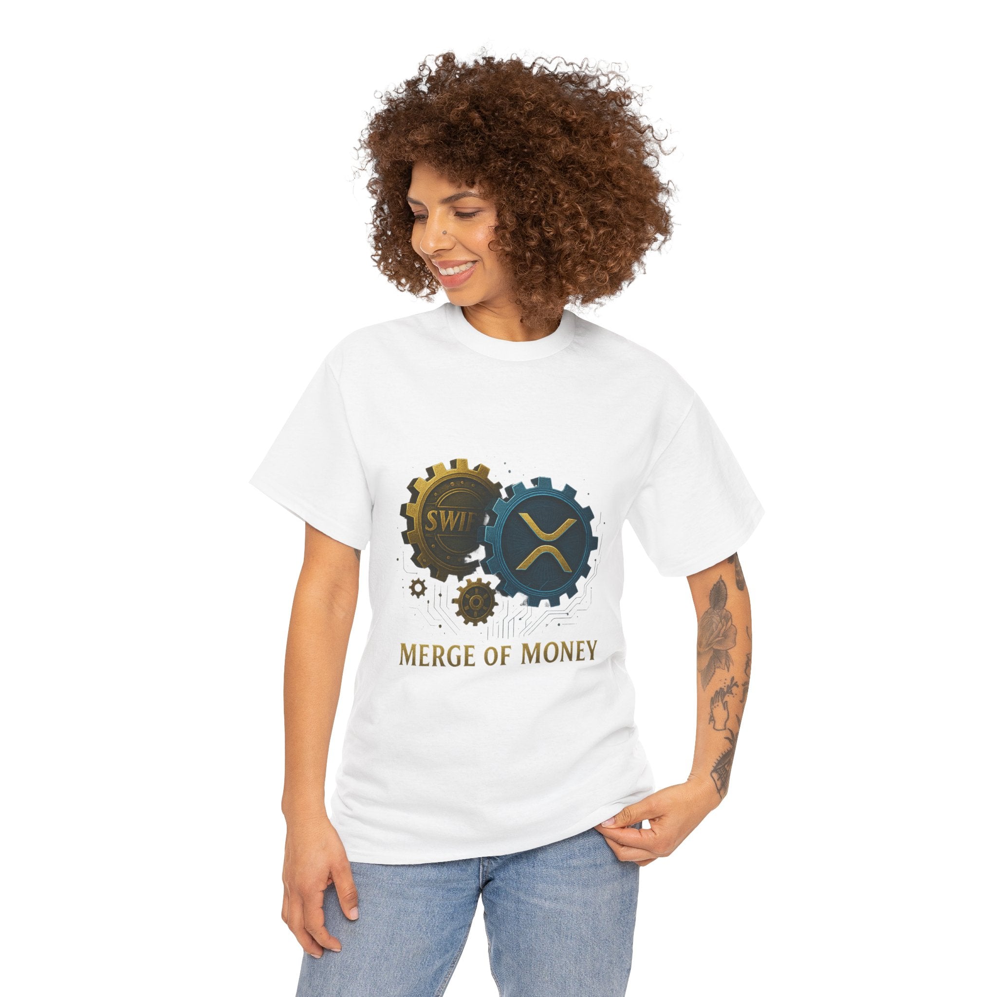 Merge of Money Tee - Cryptocurrency Gears XRP & SWI Crypto T-Shirt