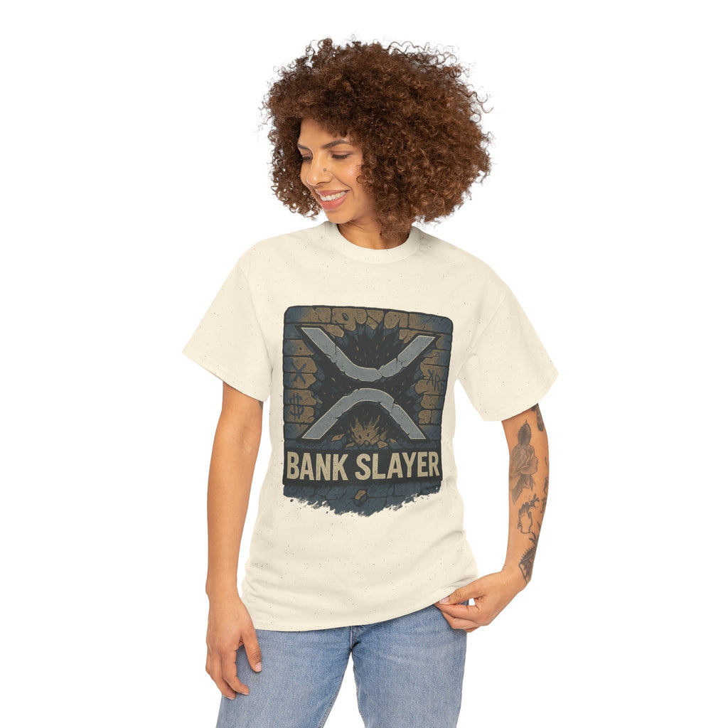 Bank Slayer T‑Shirt — Retro Grunge Crypto XRP Design