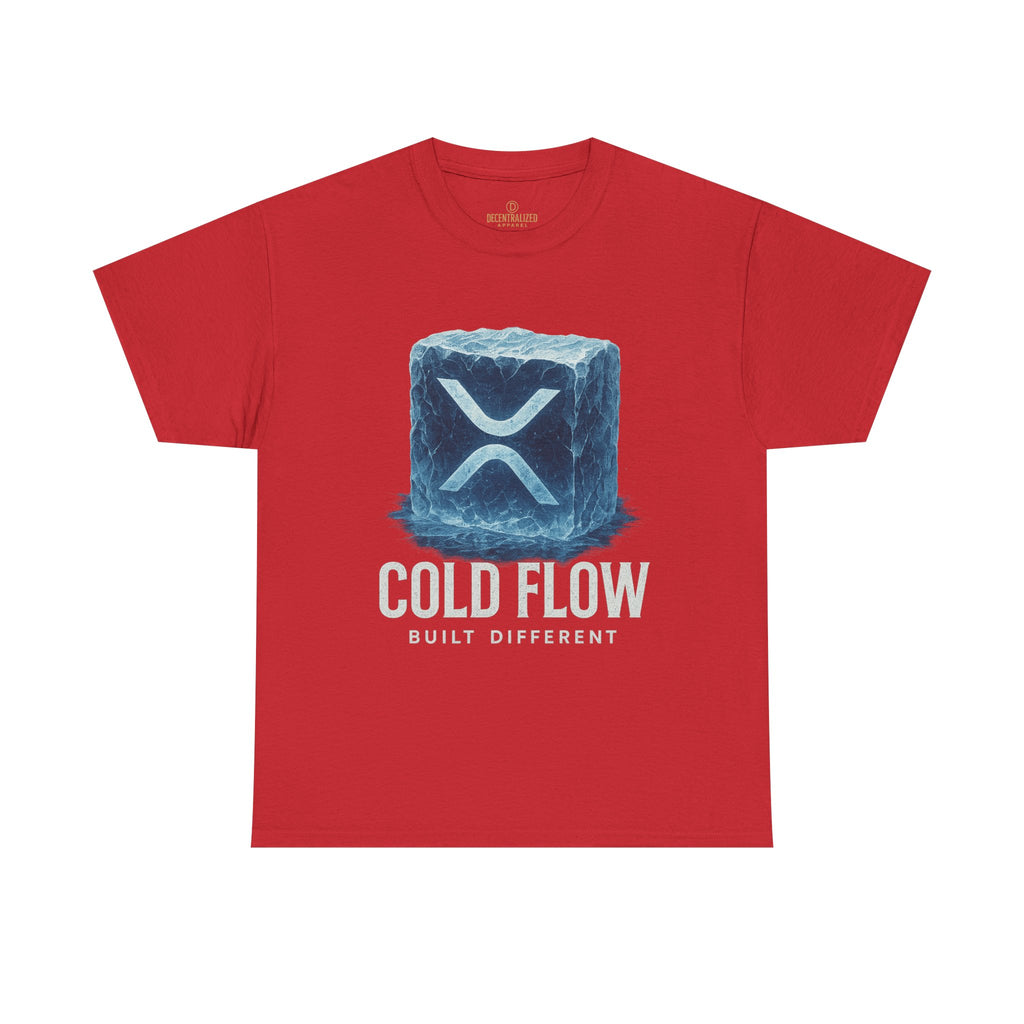 Cold Flow Ripple Logo T‑Shirt — 'Cold Flow: Built Different' Ice Cube Design