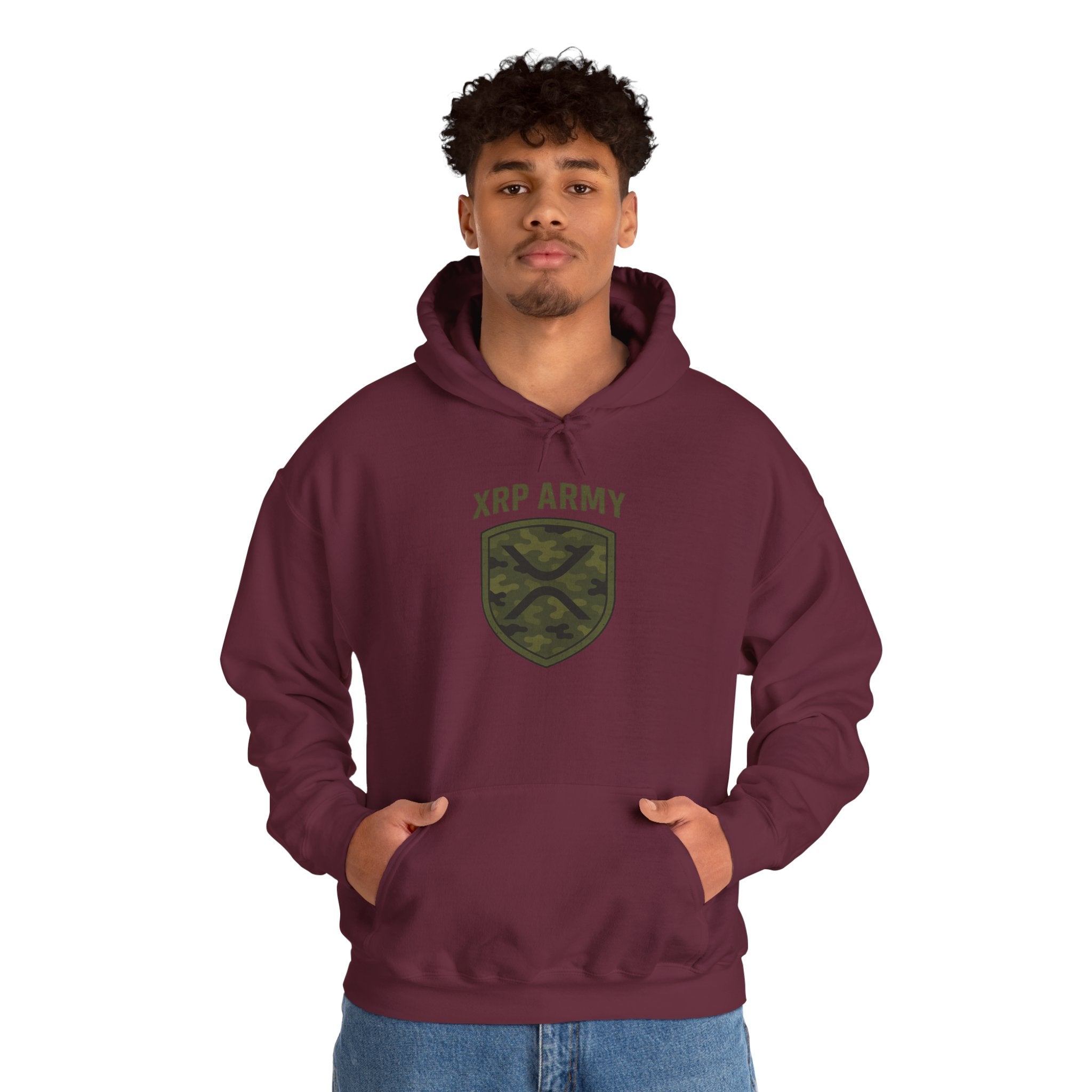 XRP Army Hoodie – Crypto Shield Camouflage Sweatshirt