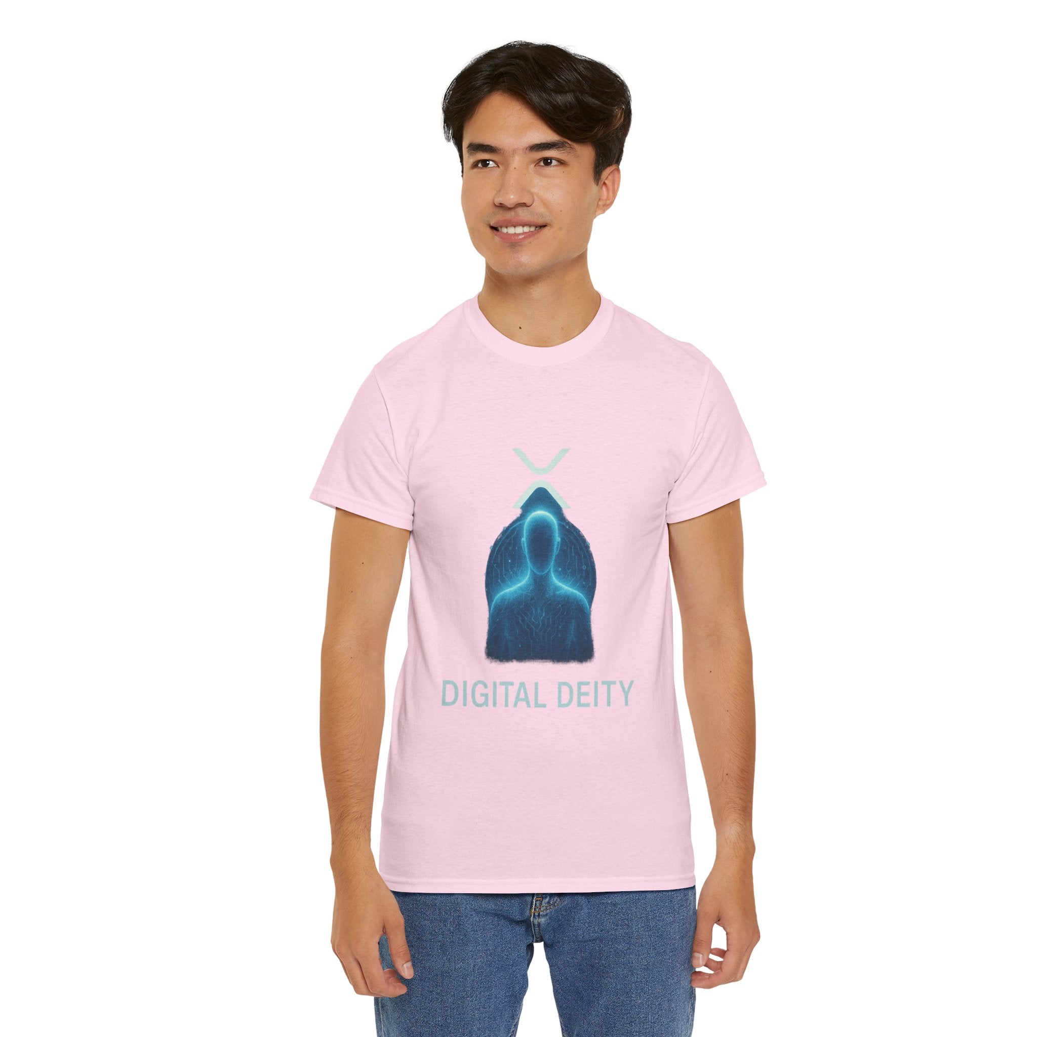 Digital Deity T‑Shirt — Futuristic Neon Tech Hoodie Tee