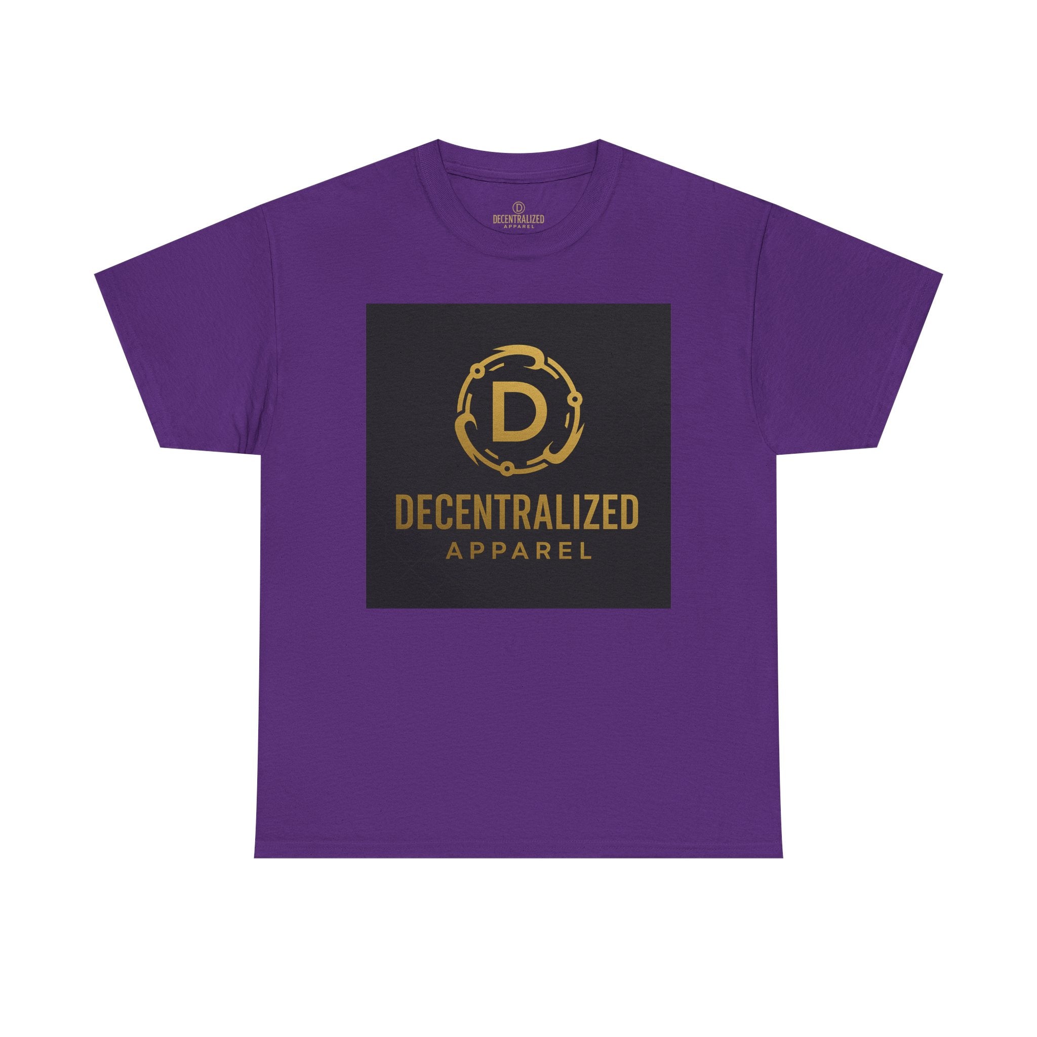 Decentralized Apparel Logo Tee — Gold Emblem Cotton T-Shirt