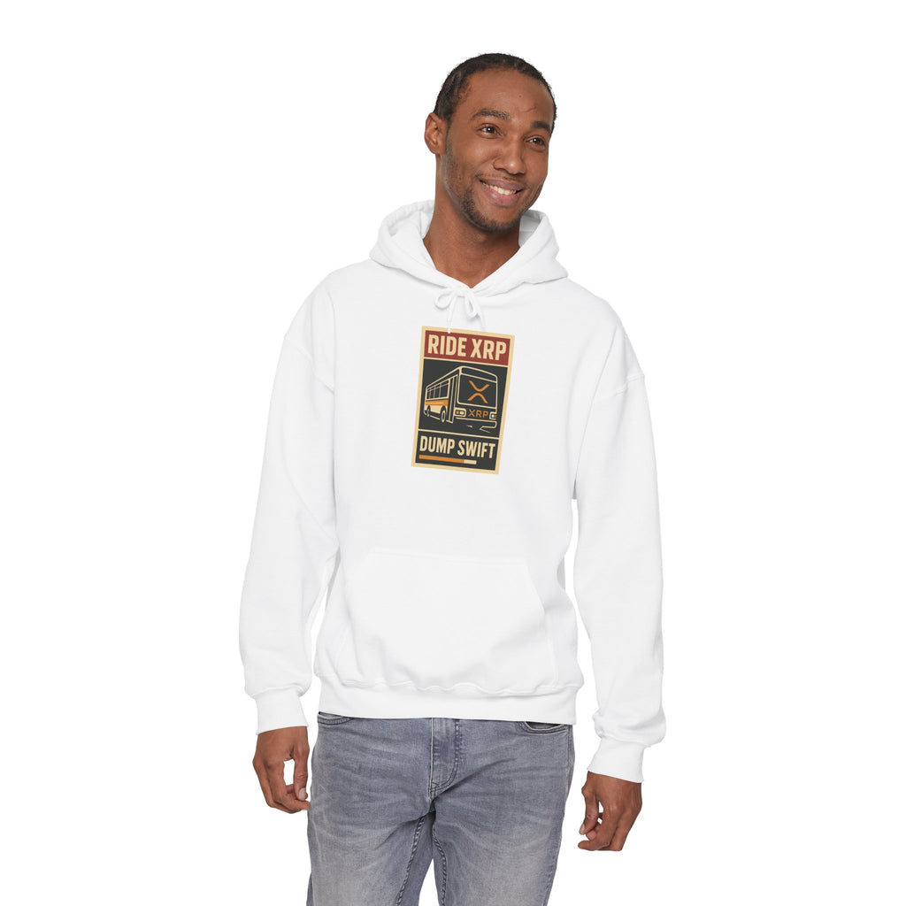 XRP Crypto Hoodie — "Ride XRP, Dump Swift" Retro Badge