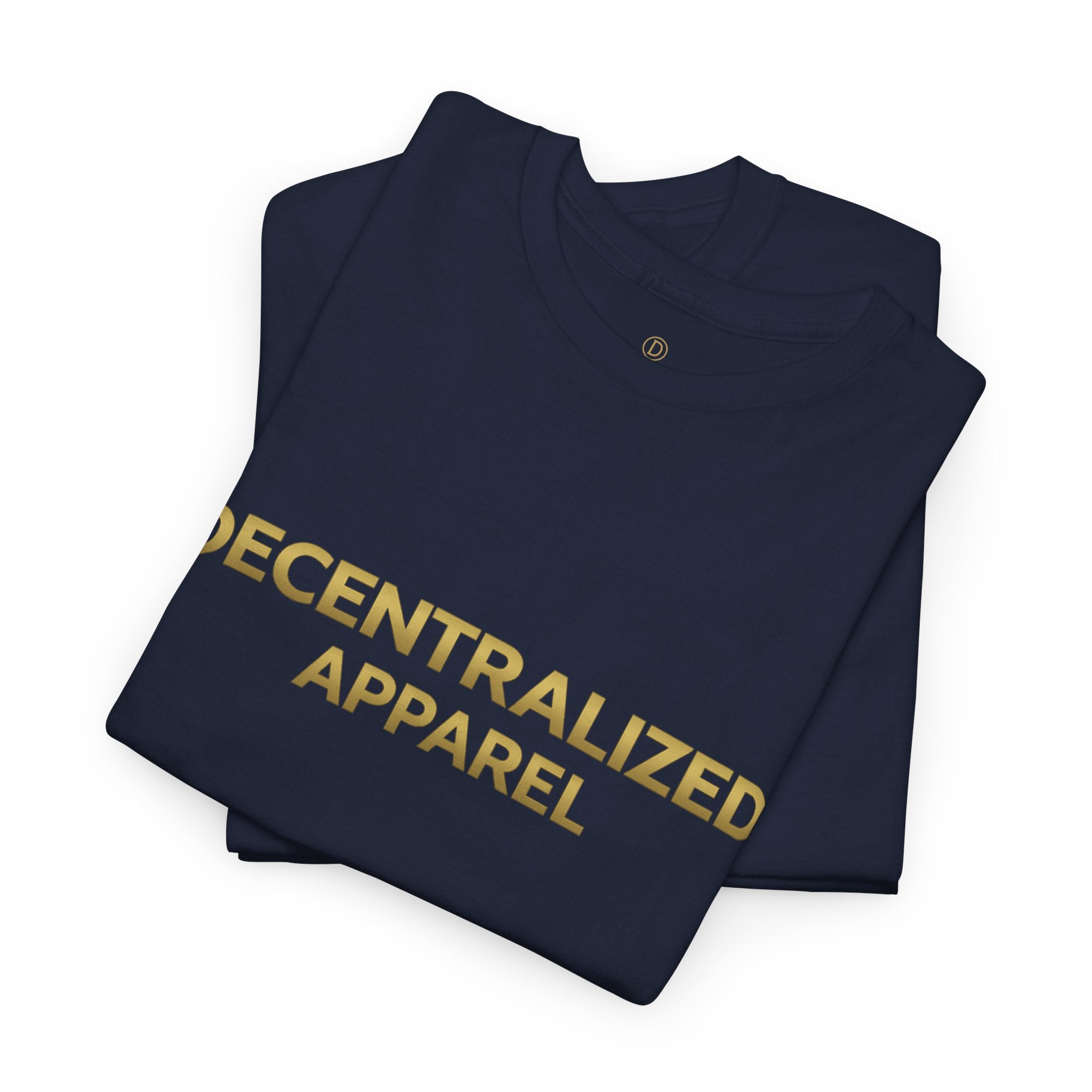 Decentralized Apparel T‑Shirt — Minimal Gold Logo Tee