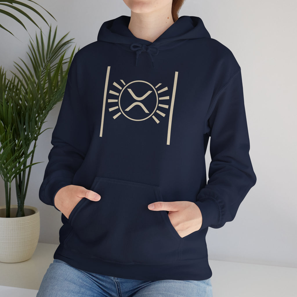 XRP Minimalist Logo Hoodie — Crypto Sun Symbol Sweatshirt