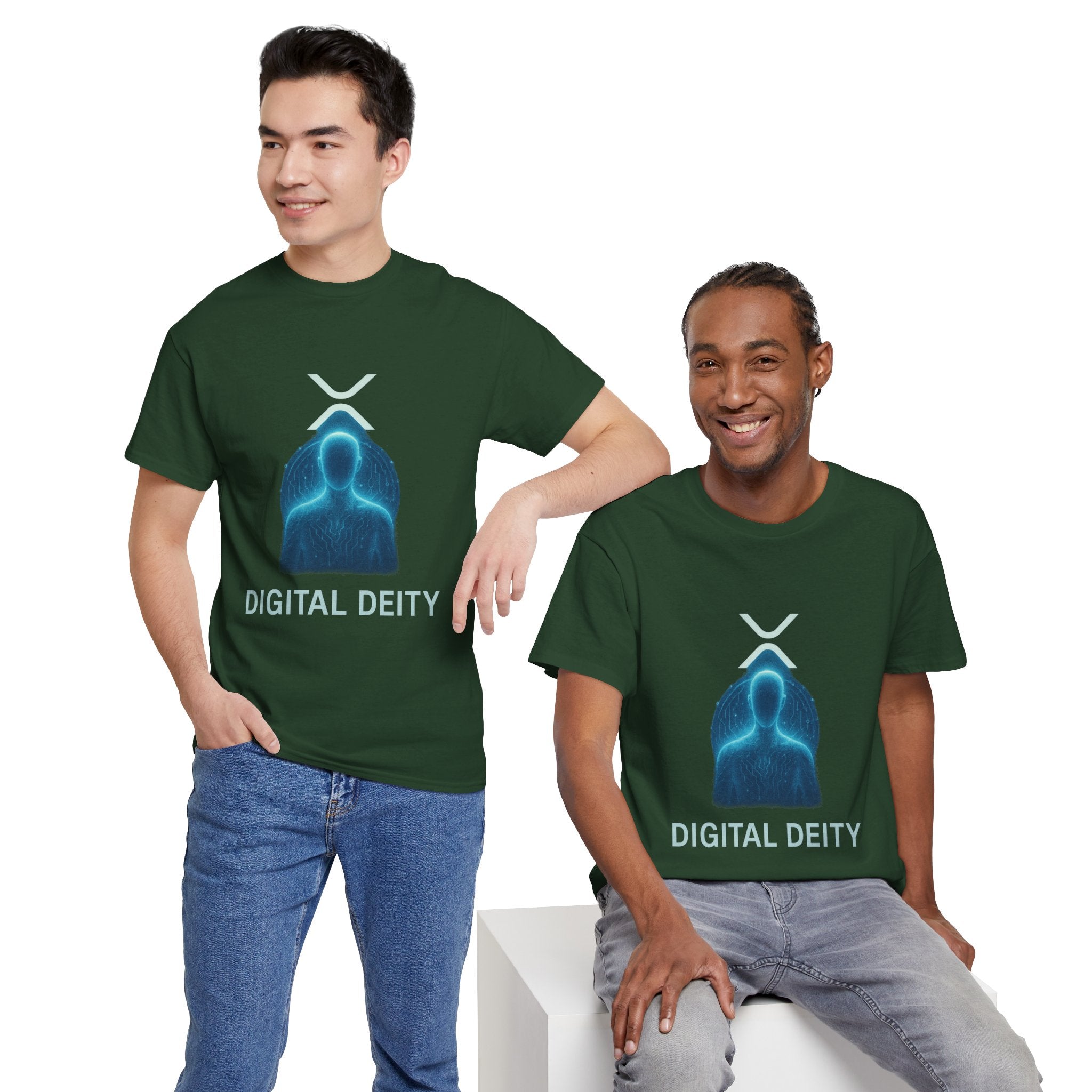 Digital Deity T‑Shirt — Futuristic Neon Tech Hoodie Tee
