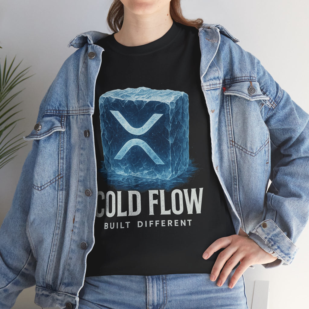 Cold Flow Ripple Logo T‑Shirt — 'Cold Flow: Built Different' Ice Cube Design