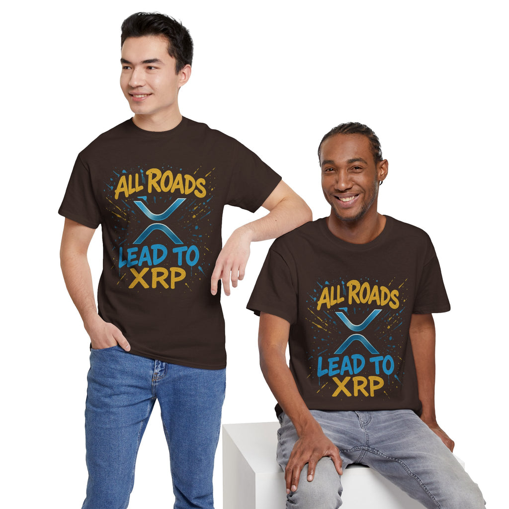 XRP Crypto Tee — "All Roads Lead to XRP" Casual Cryptocurrency Shirt