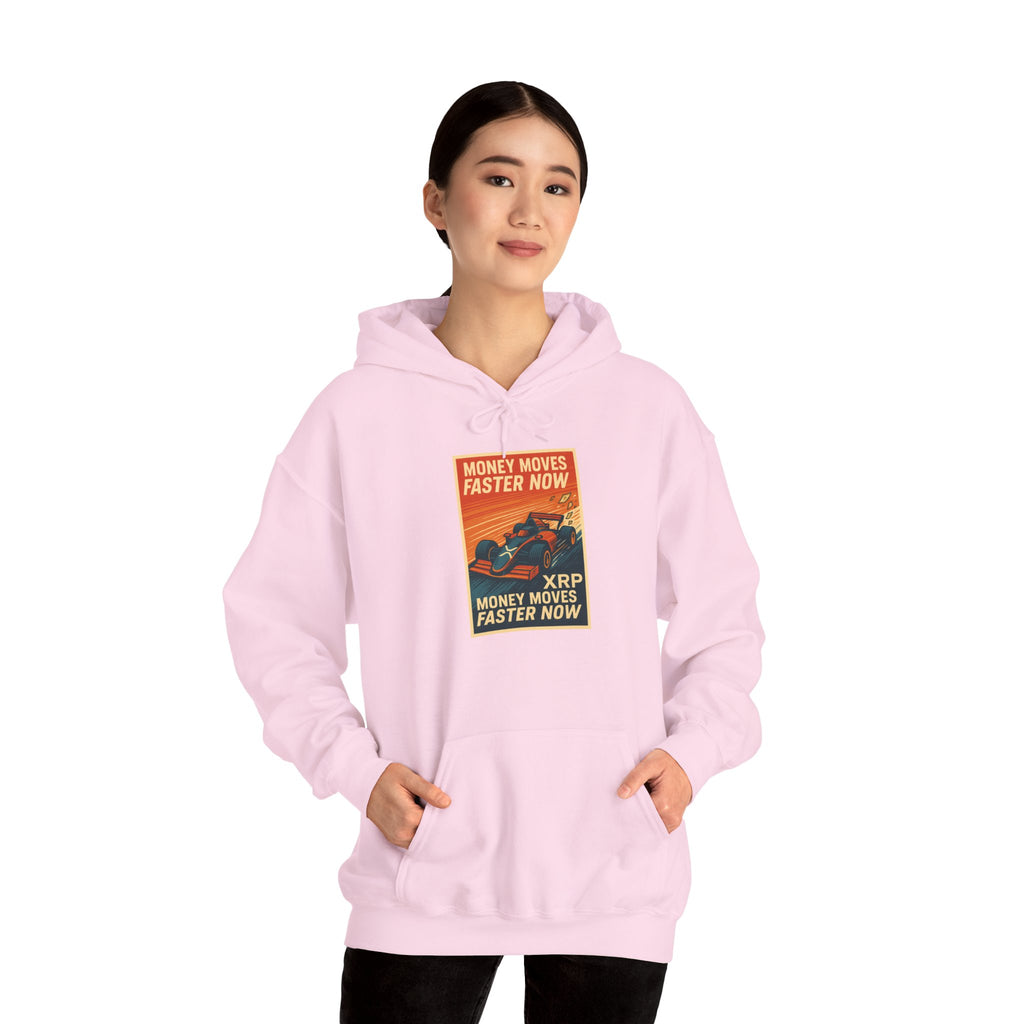 XRP 'Money Moves Faster Now' Hoodie – Crypto Retro Graphic Pullover