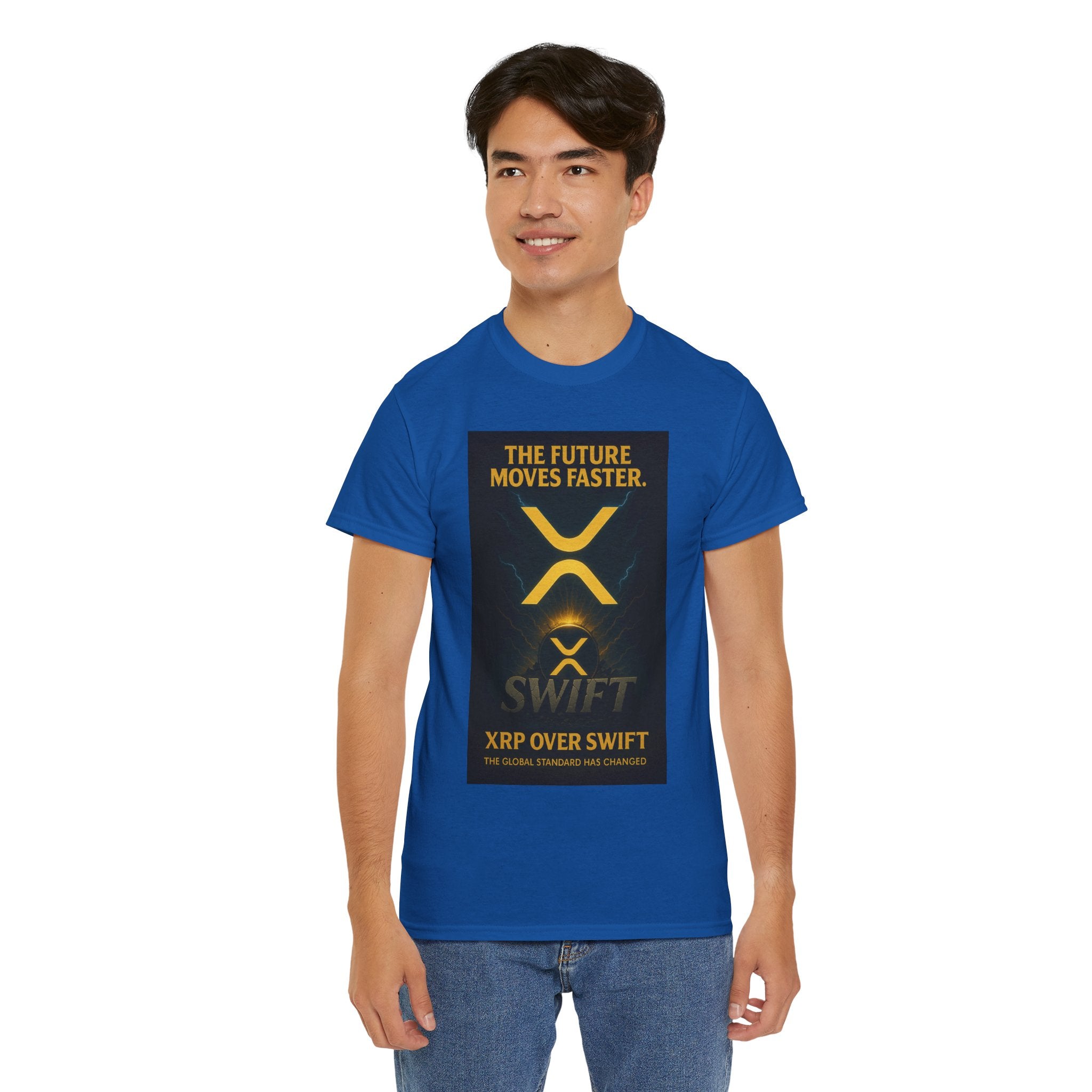 XRP Swift Crypto T-Shirt — “The Future Moves Faster” XRP Over Swift Tee