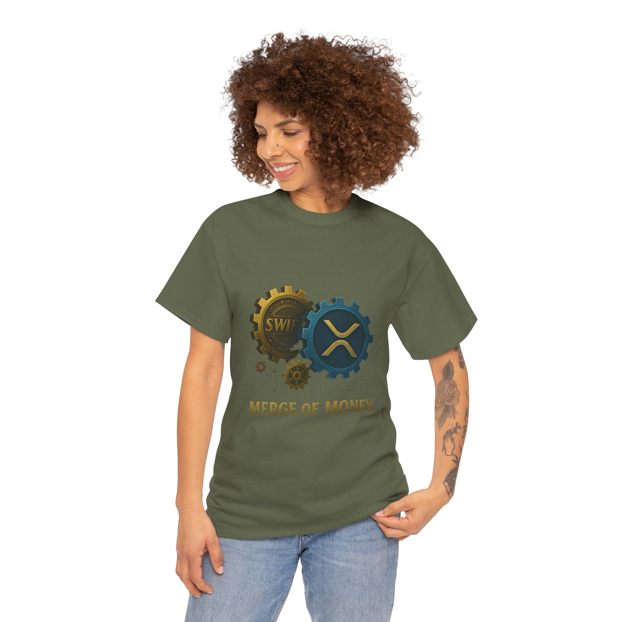 Merge of Money Tee - Cryptocurrency Gears XRP & SWI Crypto T-Shirt