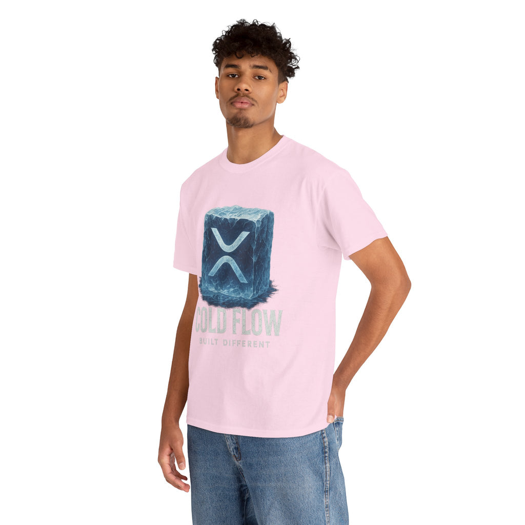 Cold Flow Ripple Logo T‑Shirt — 'Cold Flow: Built Different' Ice Cube Design