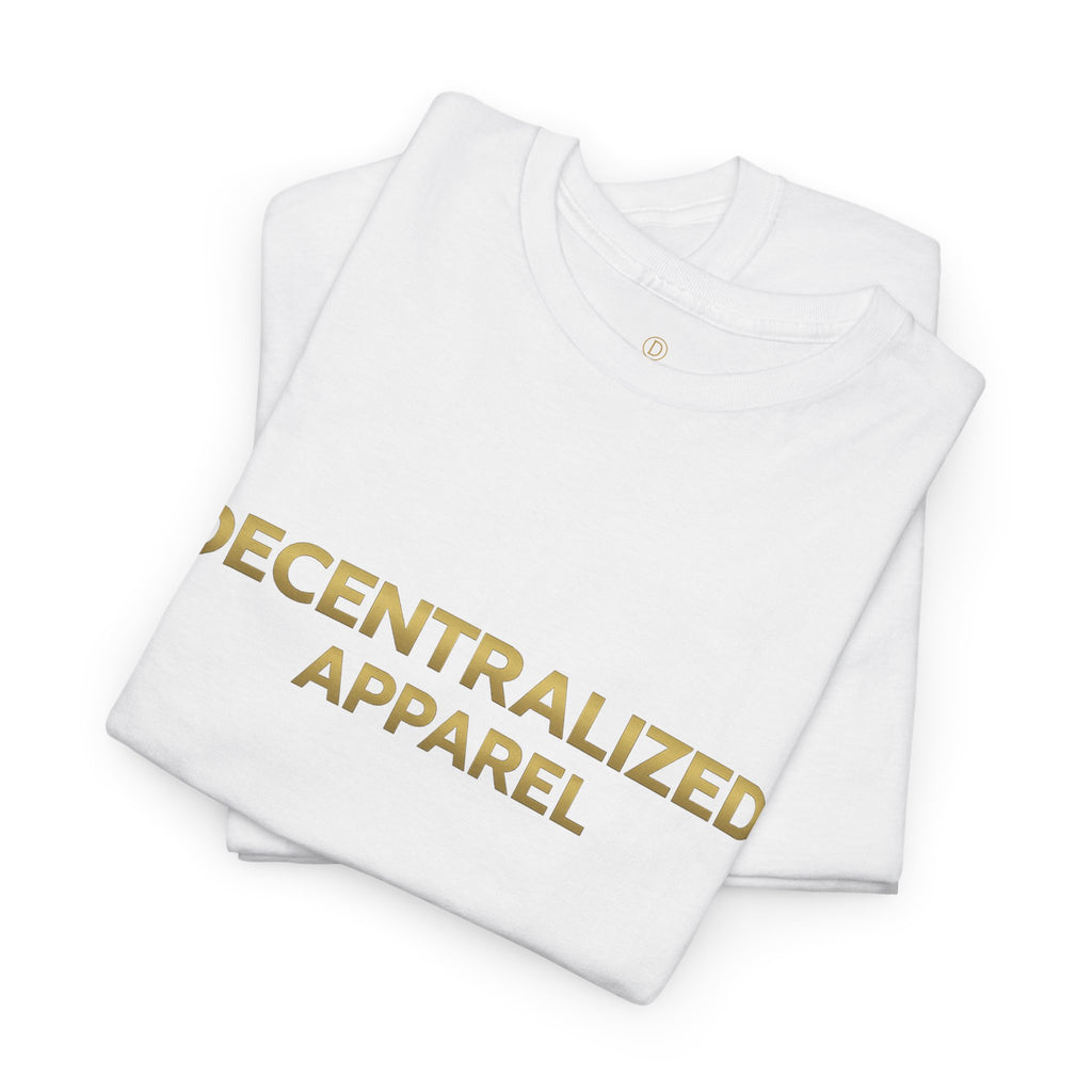 Decentralized Apparel T‑Shirt — Minimal Gold Logo Tee