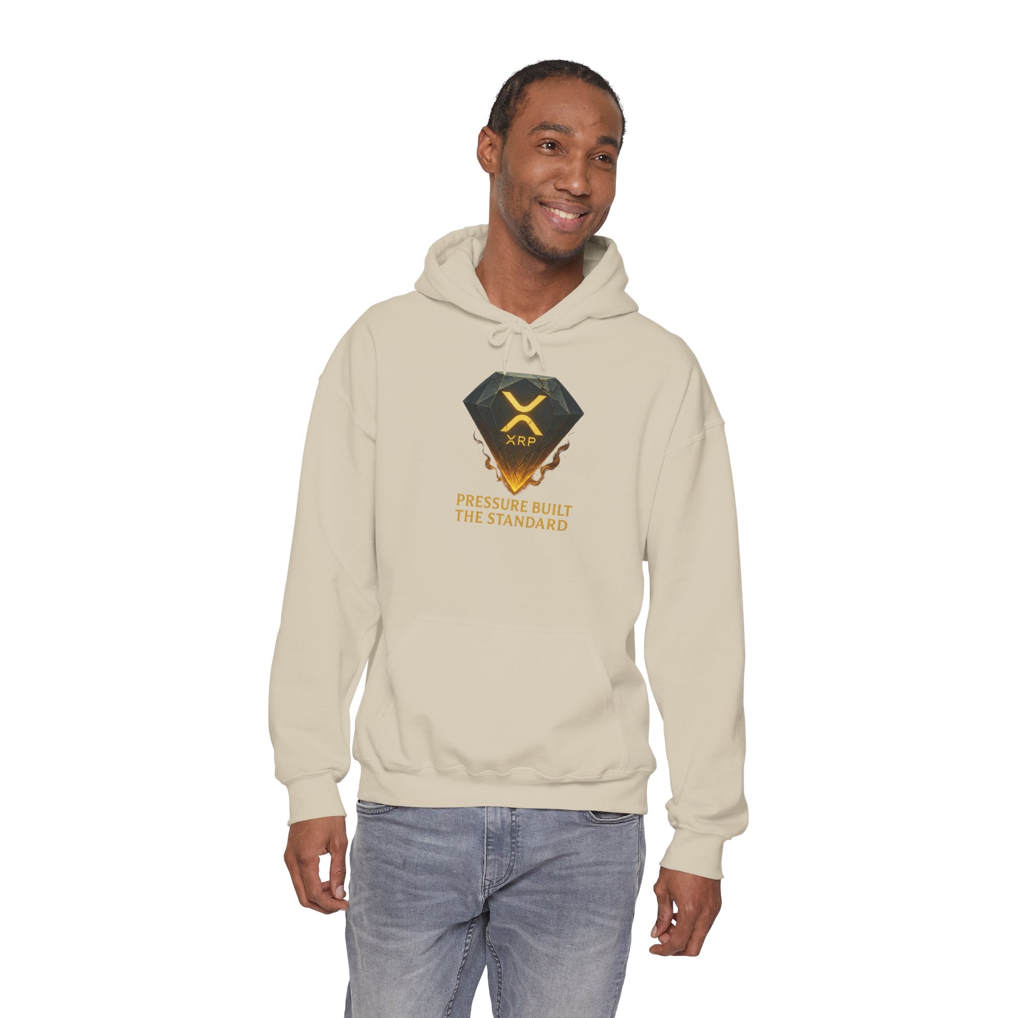 XRP Crypto Hoodie — "Pressure Built The Standard" Logo Pullover