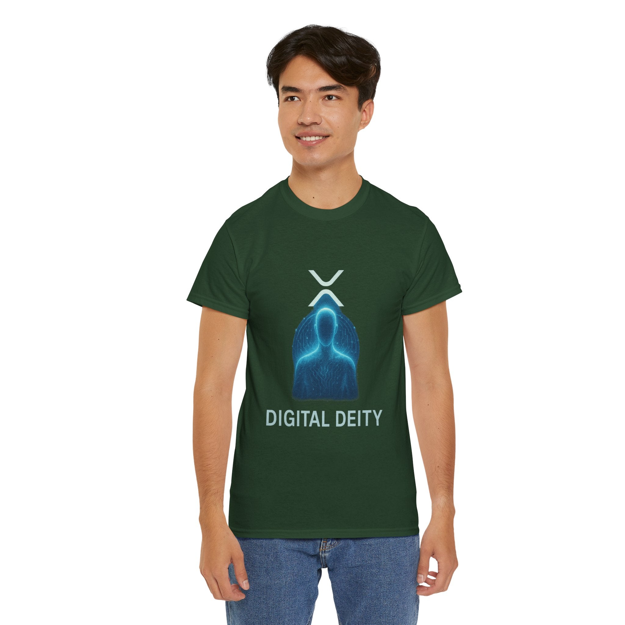 Digital Deity T‑Shirt — Futuristic Neon Tech Hoodie Tee