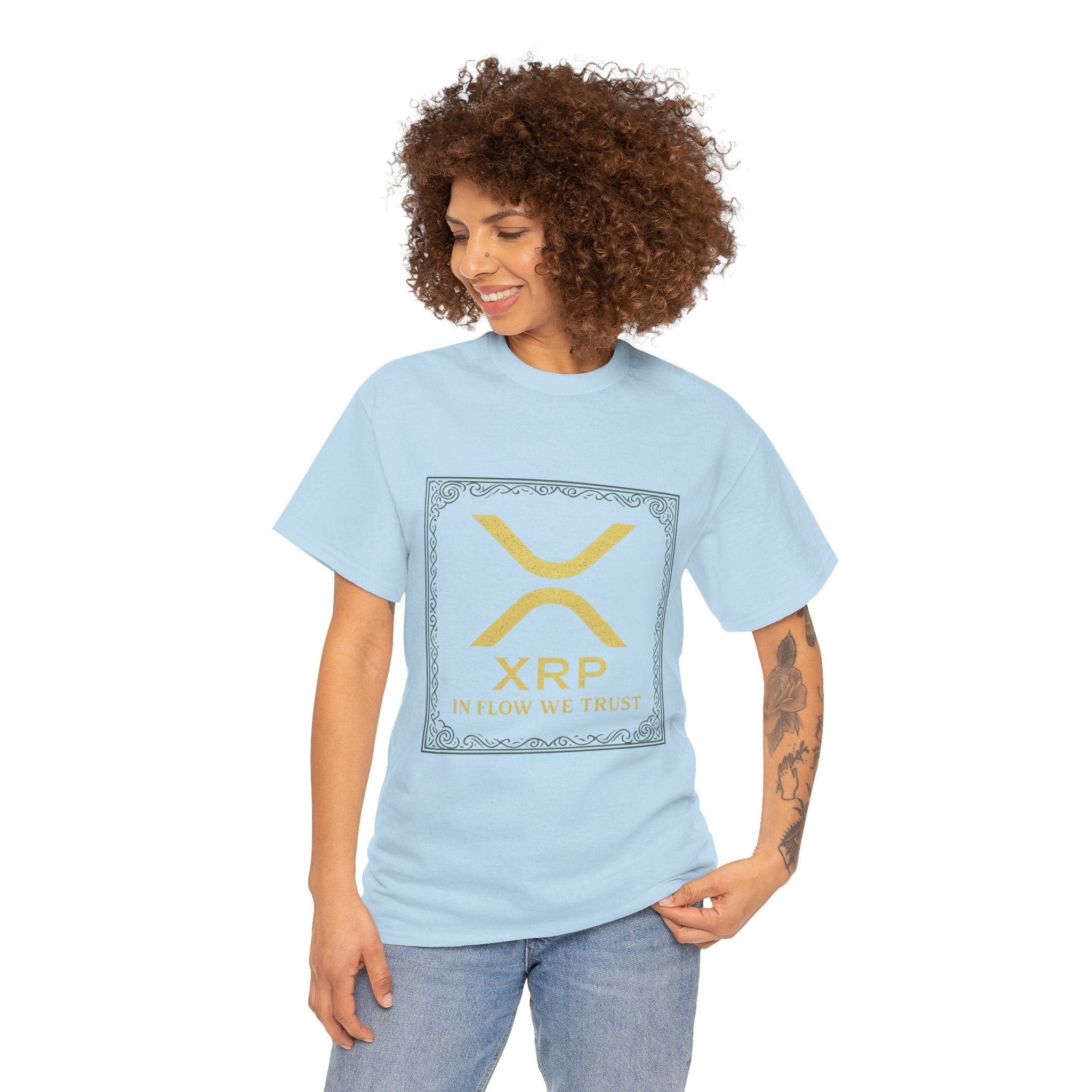 XRP Logo T-Shirt — "In Flow We Trust" Crypto Tee for Ripple Fans