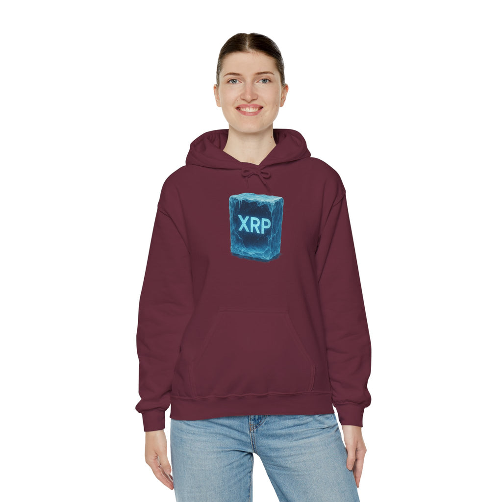 XRP Frozen Cube Hoodie — Crypto Ice Block Sweater for XRP Fans