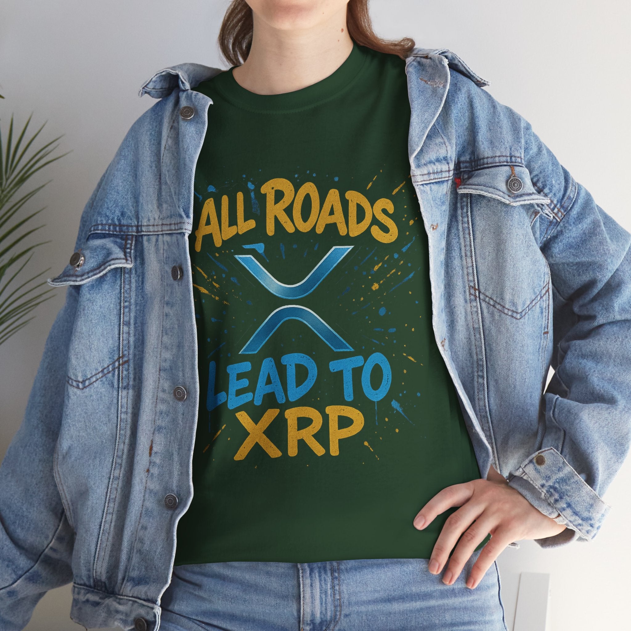XRP Crypto Tee — "All Roads Lead to XRP" Casual Cryptocurrency Shirt