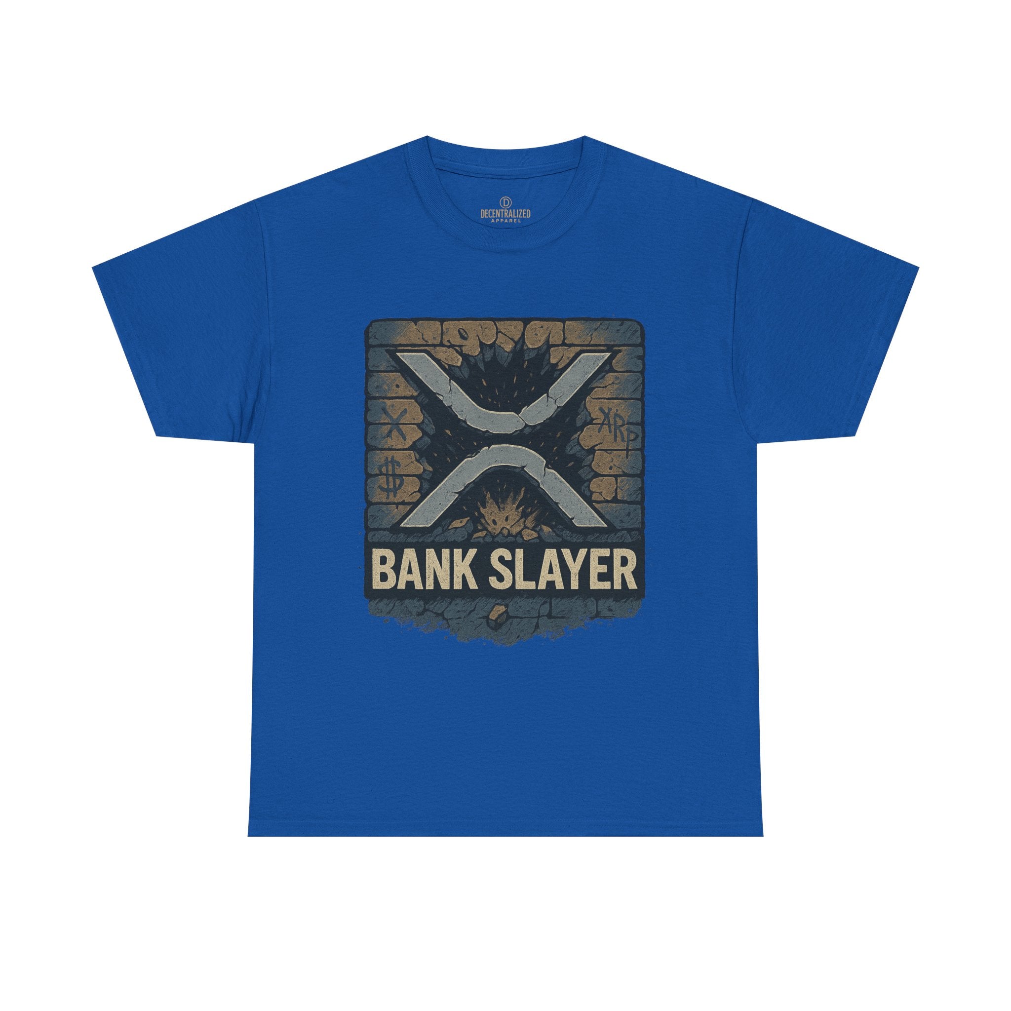 Bank Slayer T‑Shirt — Retro Grunge Crypto XRP Design