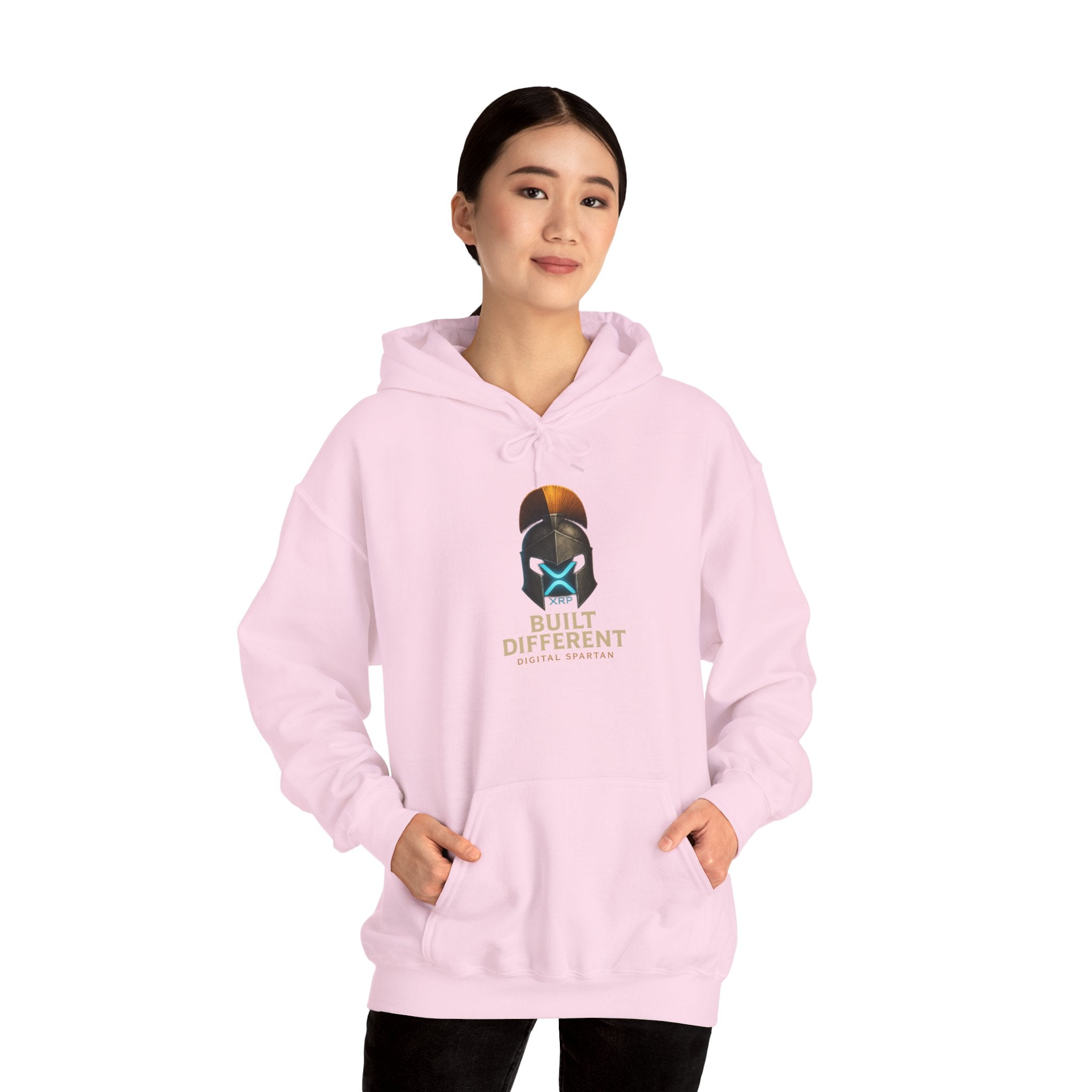 Built Different Hoodie — Futuristic Spartan Helmet Graphic Pullover