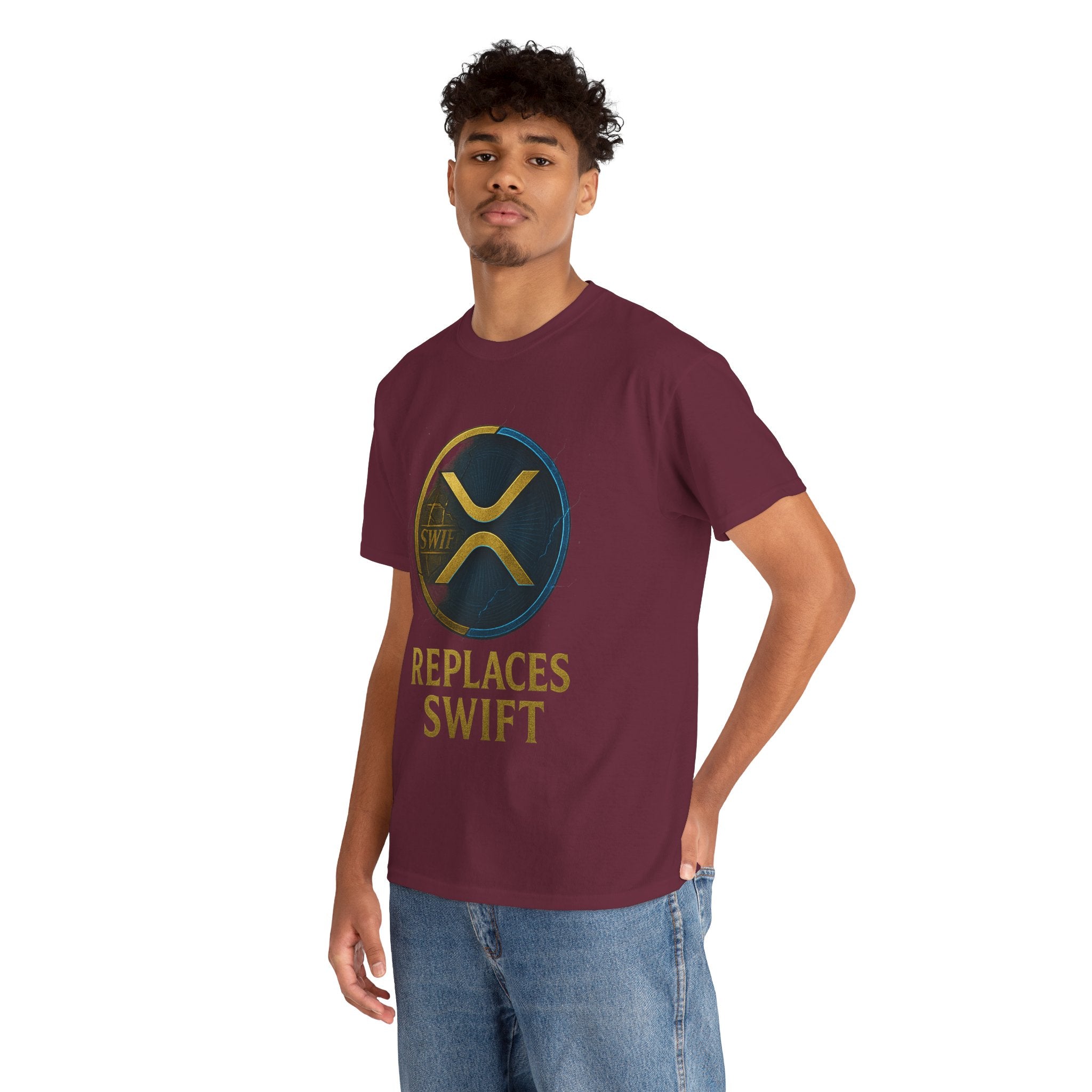 XRP 'Replaces Swift' Cotton Tee — Crypto Ripple Logo T-Shirt