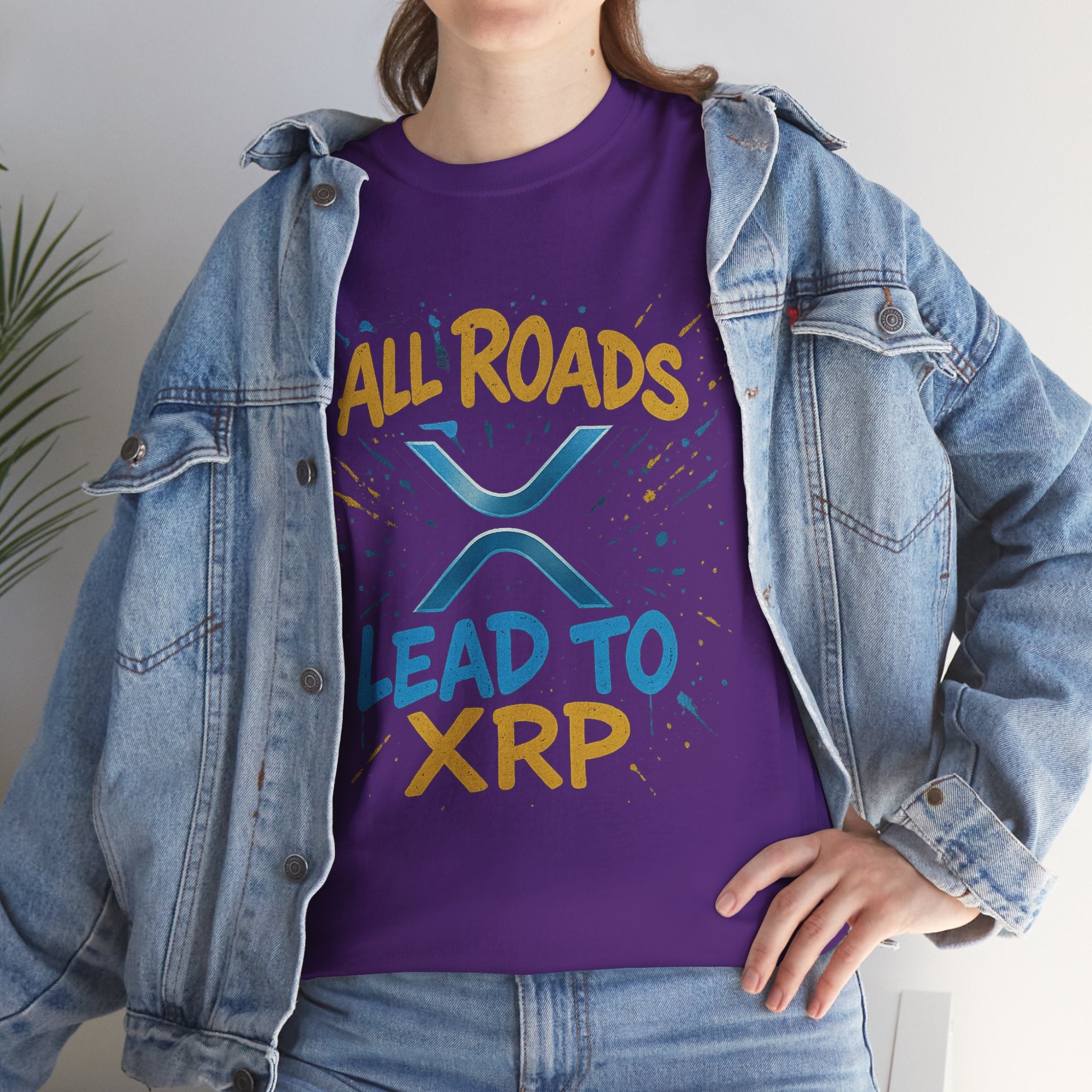 XRP Crypto Tee — "All Roads Lead to XRP" Casual Cryptocurrency Shirt