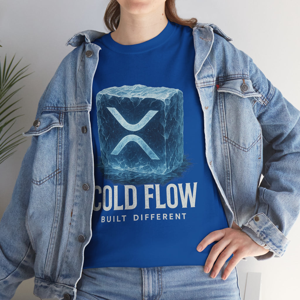 Cold Flow Ripple Logo T‑Shirt — 'Cold Flow: Built Different' Ice Cube Design