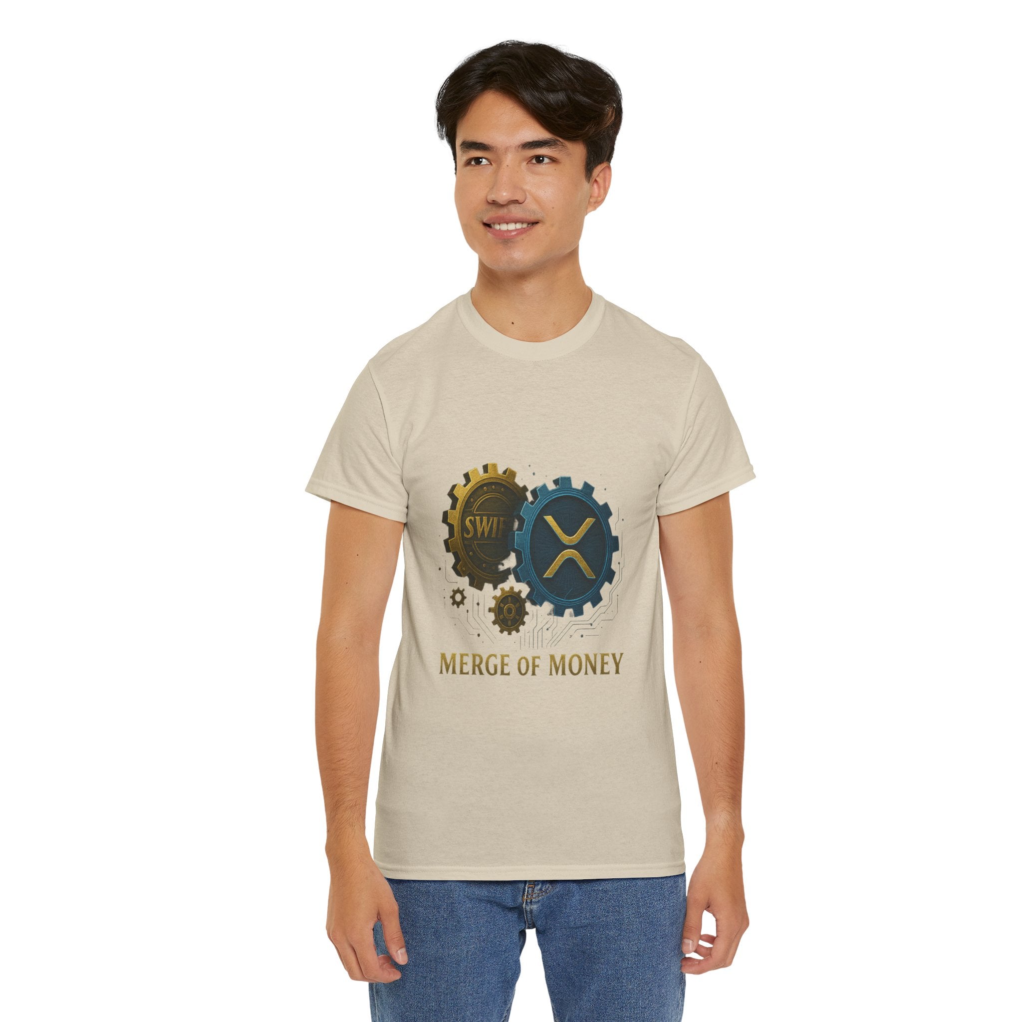 Merge of Money Tee - Cryptocurrency Gears XRP & SWI Crypto T-Shirt