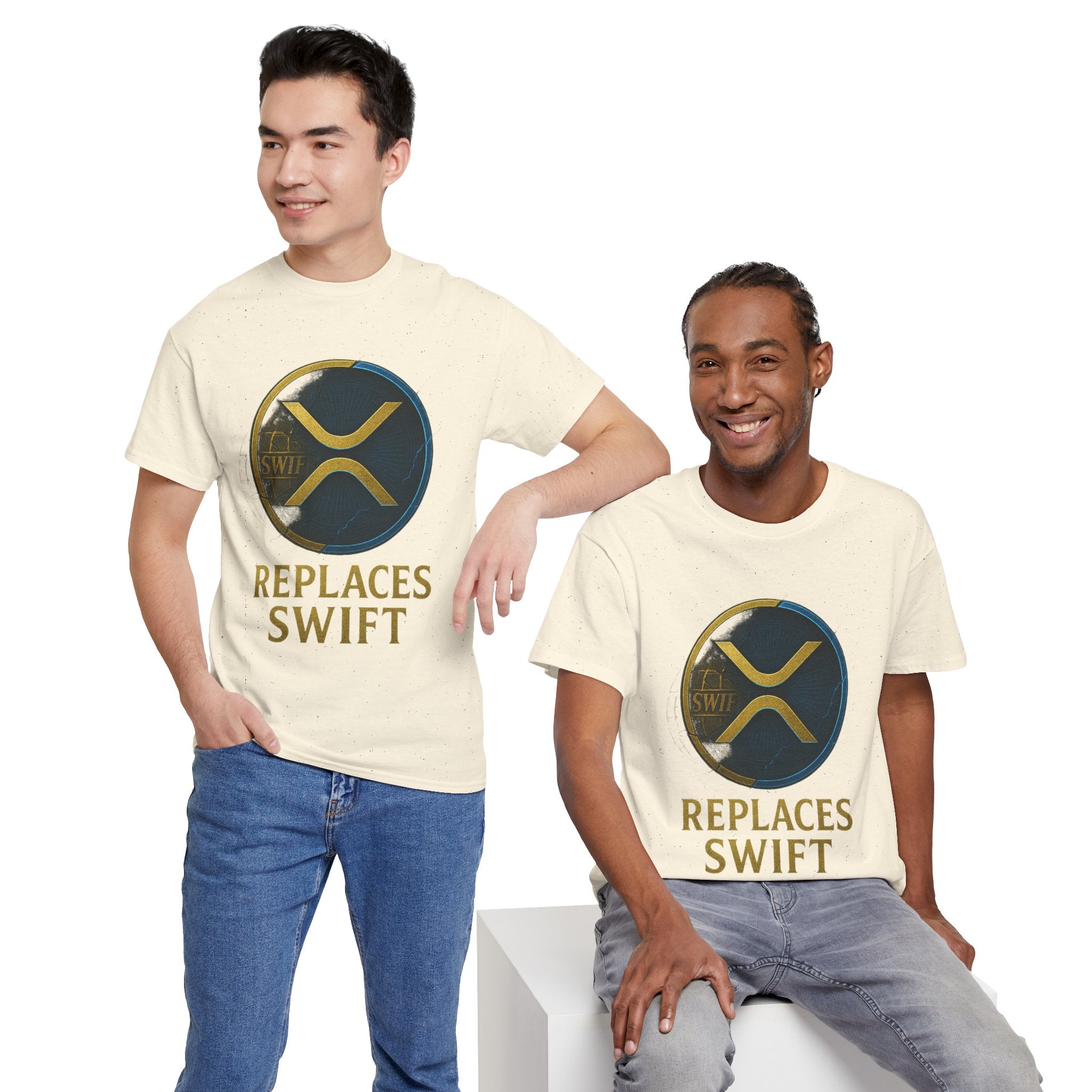 XRP 'Replaces Swift' Cotton Tee — Crypto Ripple Logo T-Shirt